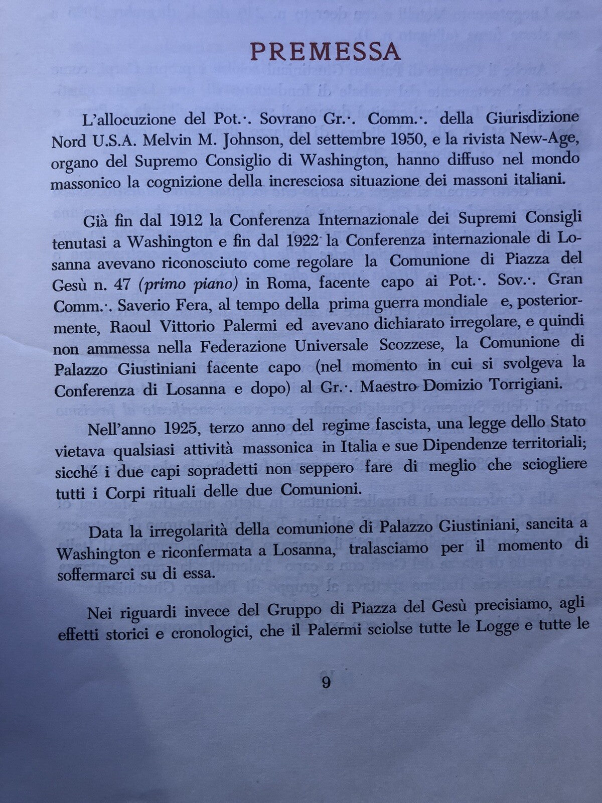 Massoneria Universale supremo consiglio del 33 ed ultimo grado del rito . . 1954