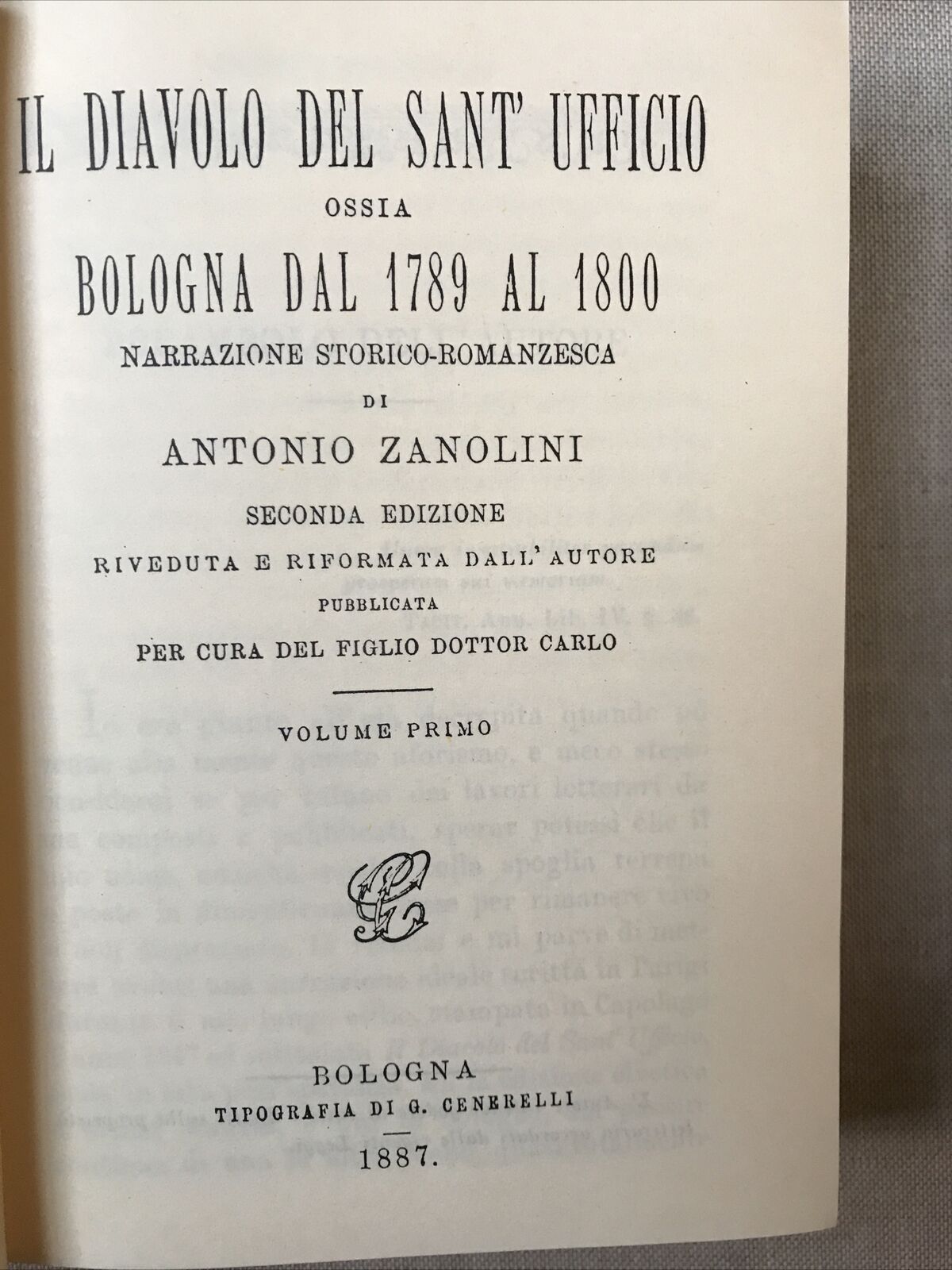 IL DIAVOLO DEL SANT'UFFICIO, BOLOGNA 1789 - 1800, A. Zanolini. 4 voll in 2 libri