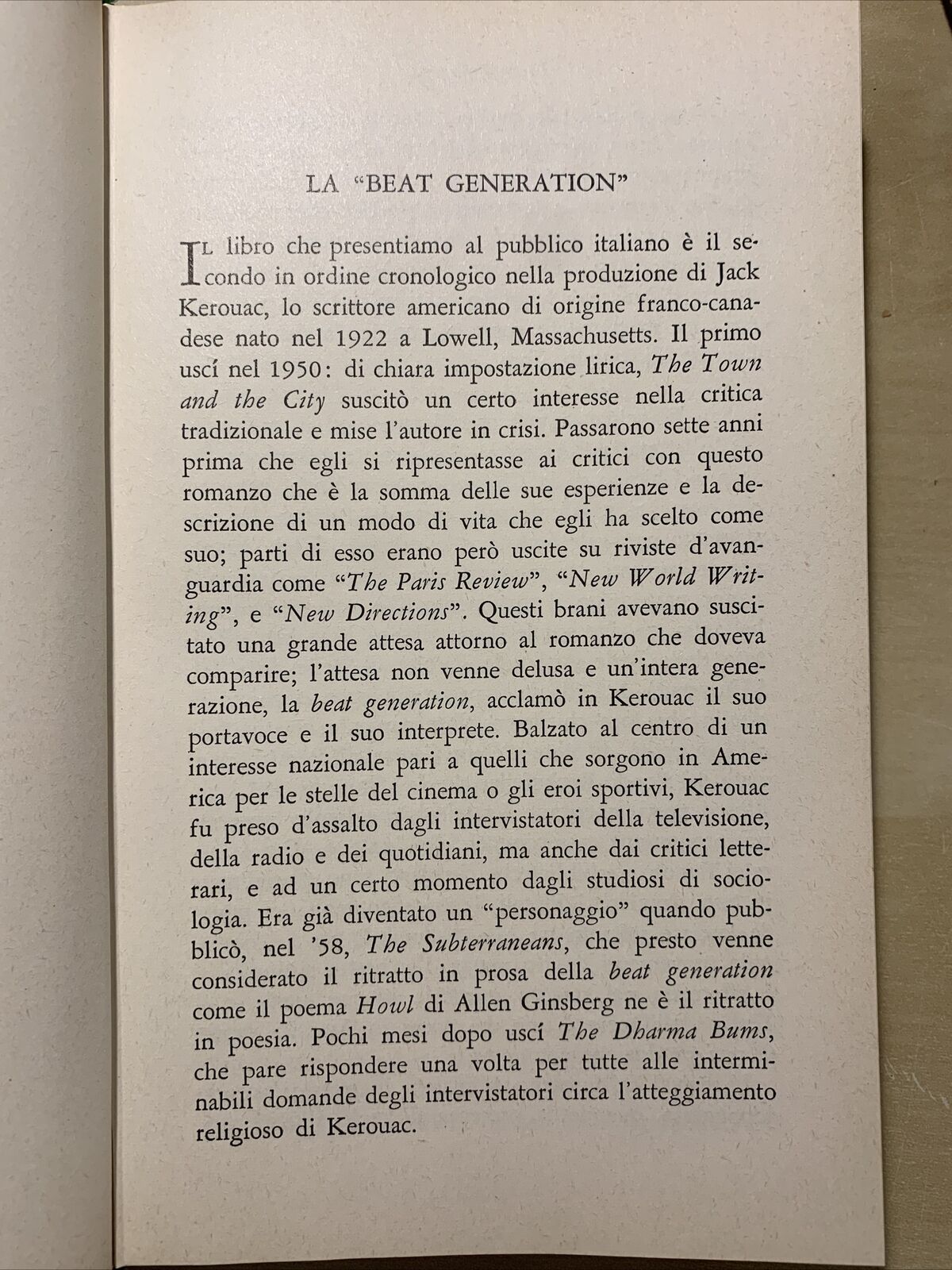 SULLA STRADA, Jack Kerouac 1959. * Prima edizione Italiana * Arnoldo Mondadori #