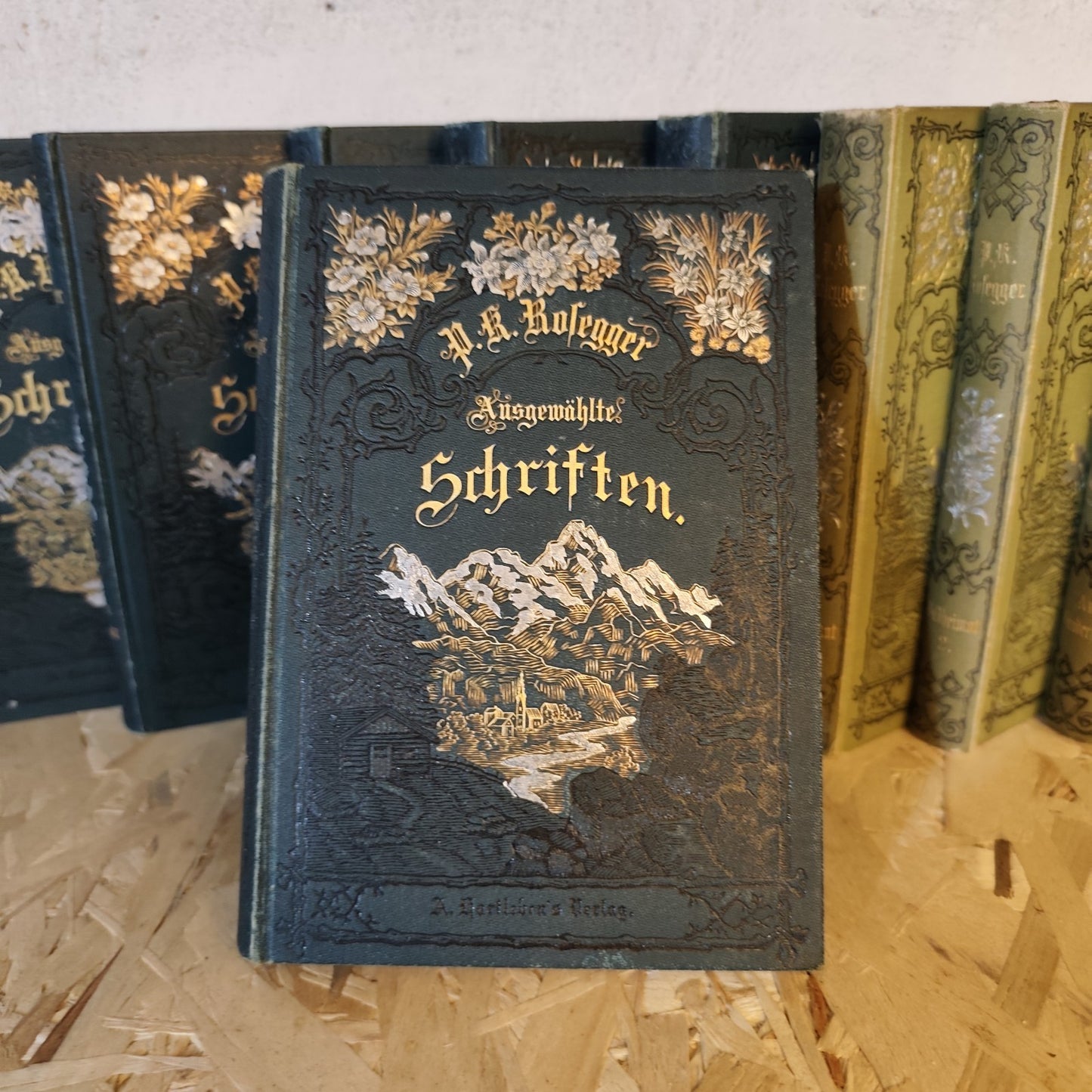 9 Bände P.K. Rosegger - Prachteinbände - A. Hartleben Verlag - Ende 19. Jh.