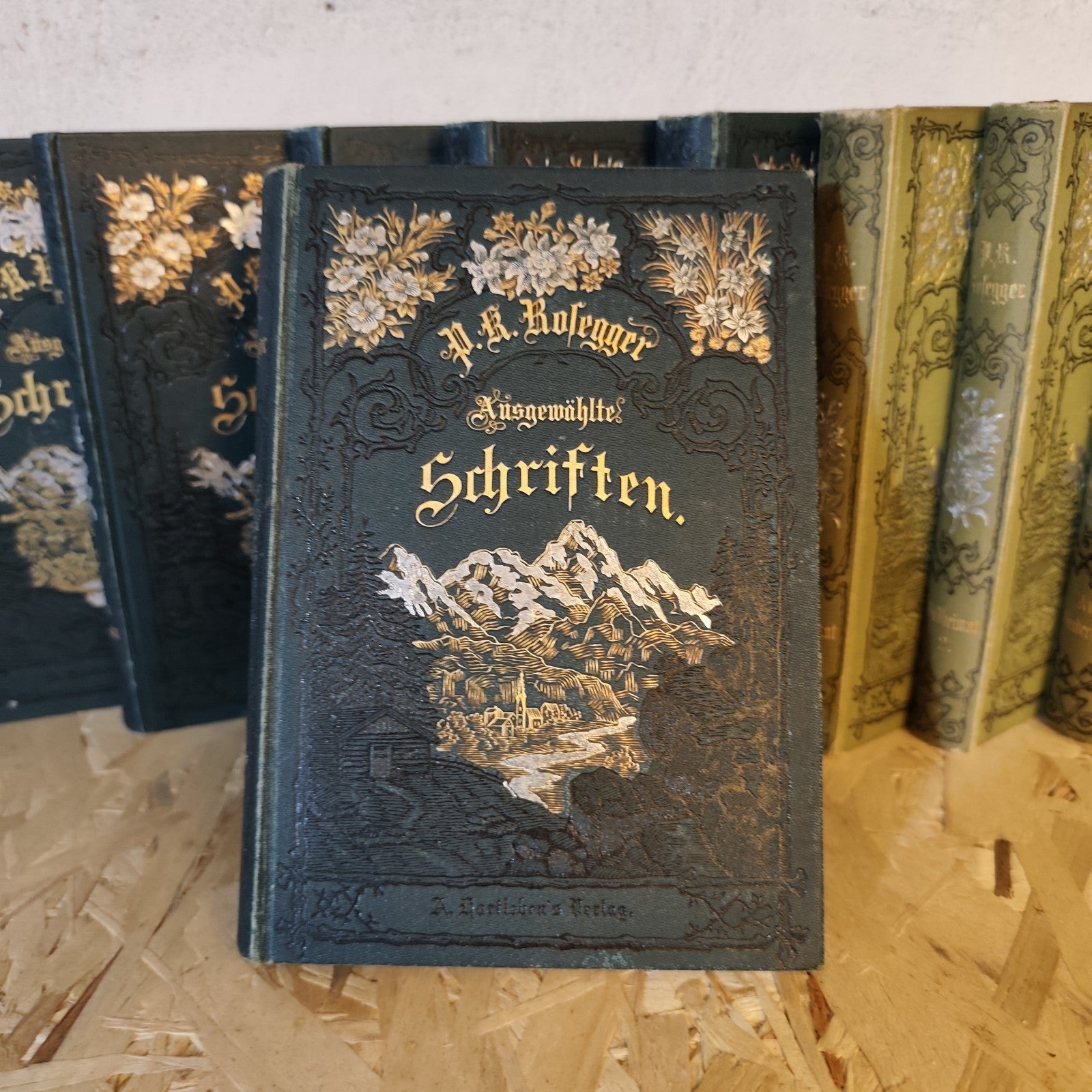 9 Bände P.K. Rosegger - Prachteinbände - A. Hartleben Verlag - Ende 19. Jh.