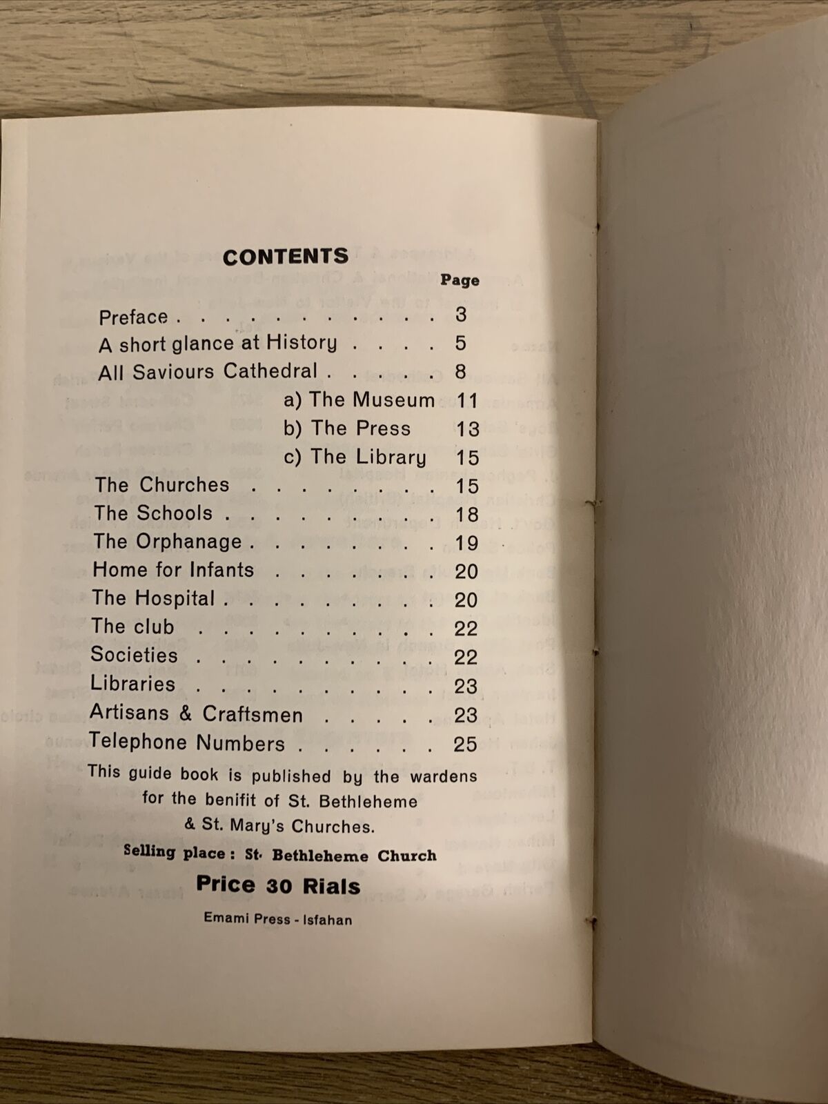 GUIDE BOOK TO NEW-JULFA. ISFAHAN-IRAN. Levon G. Minassian 1965