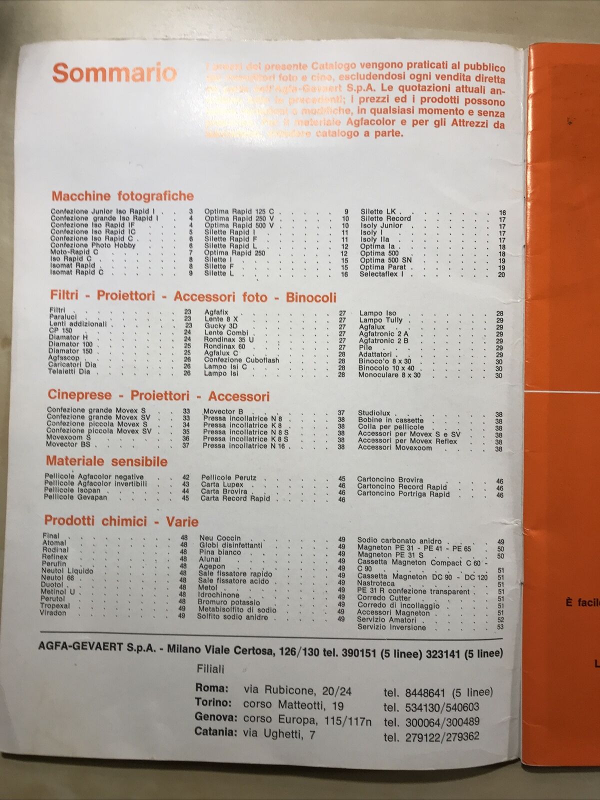 AGFA Catalogo 1967 - FOTOGRAFIA. Agfa - Gevaert