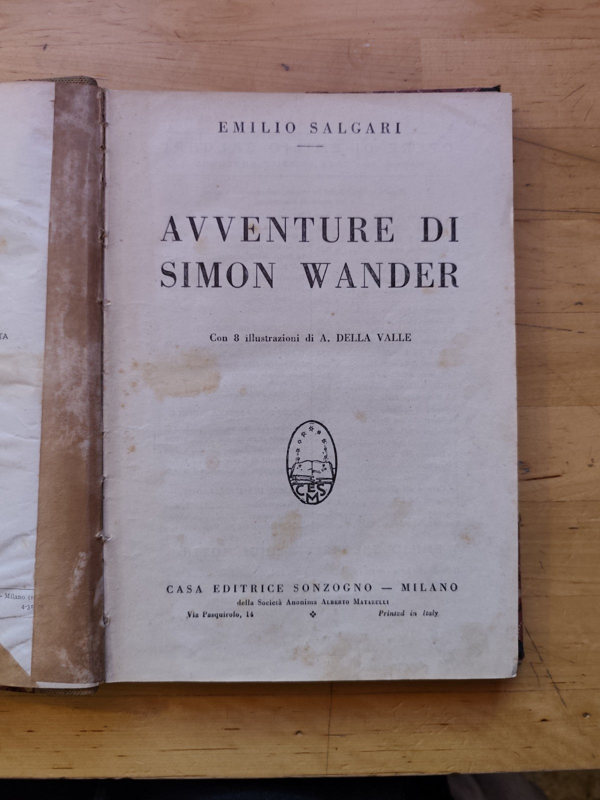 Avventure di Simon Wander - Emilio Salgari 1931, Sonzogno editore