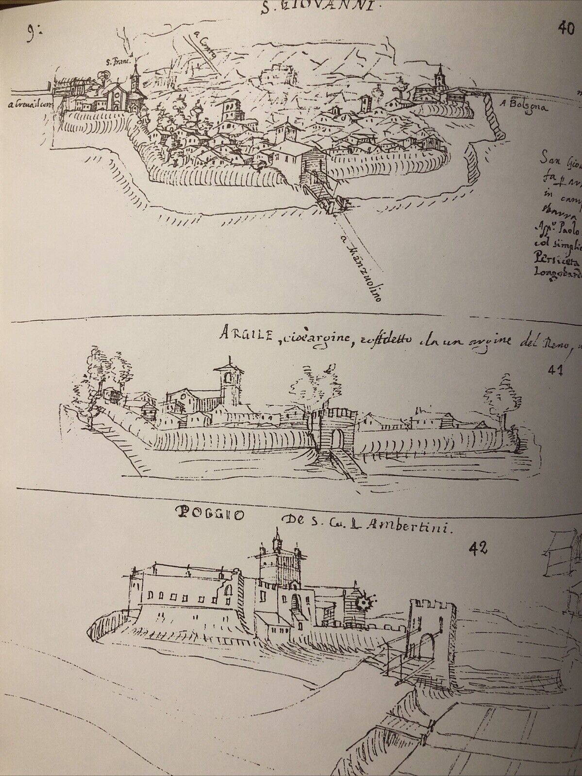 Ville Castelli e chiese Bolognesi da un libro di disegni del cinquecento. Fanti