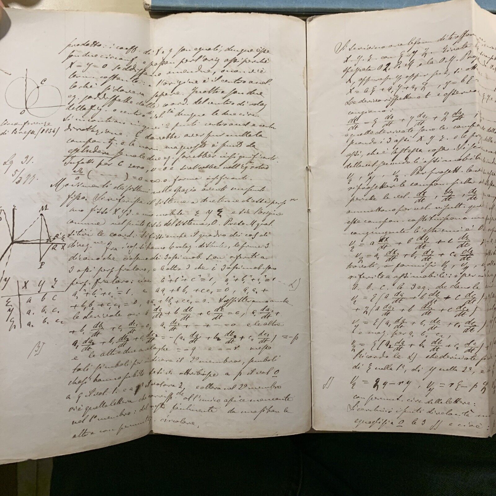 Antico Manoscritto Università di Pavia 1876, Meccanica Razionale, Carlo Formenti