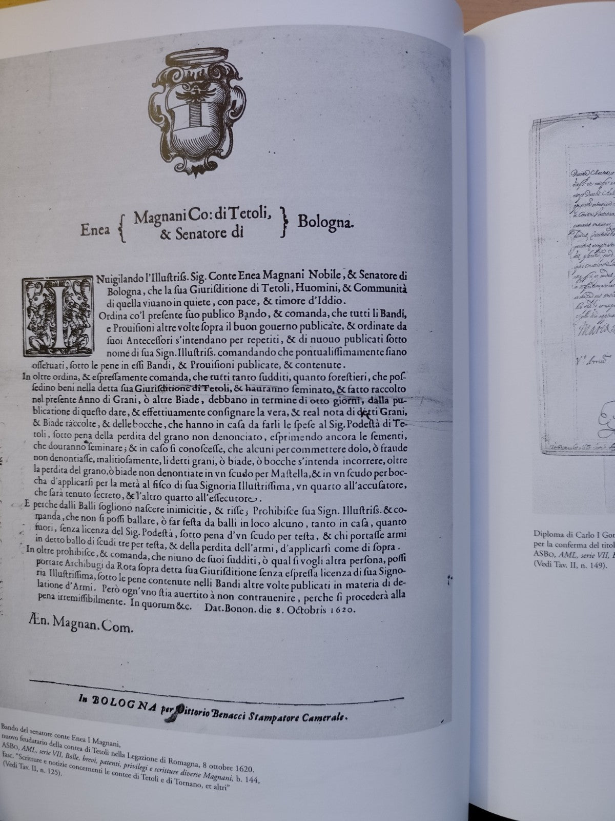 Le Famiglie senatorie di Bologna, Magnani storia genealogia e iconografia, Costa