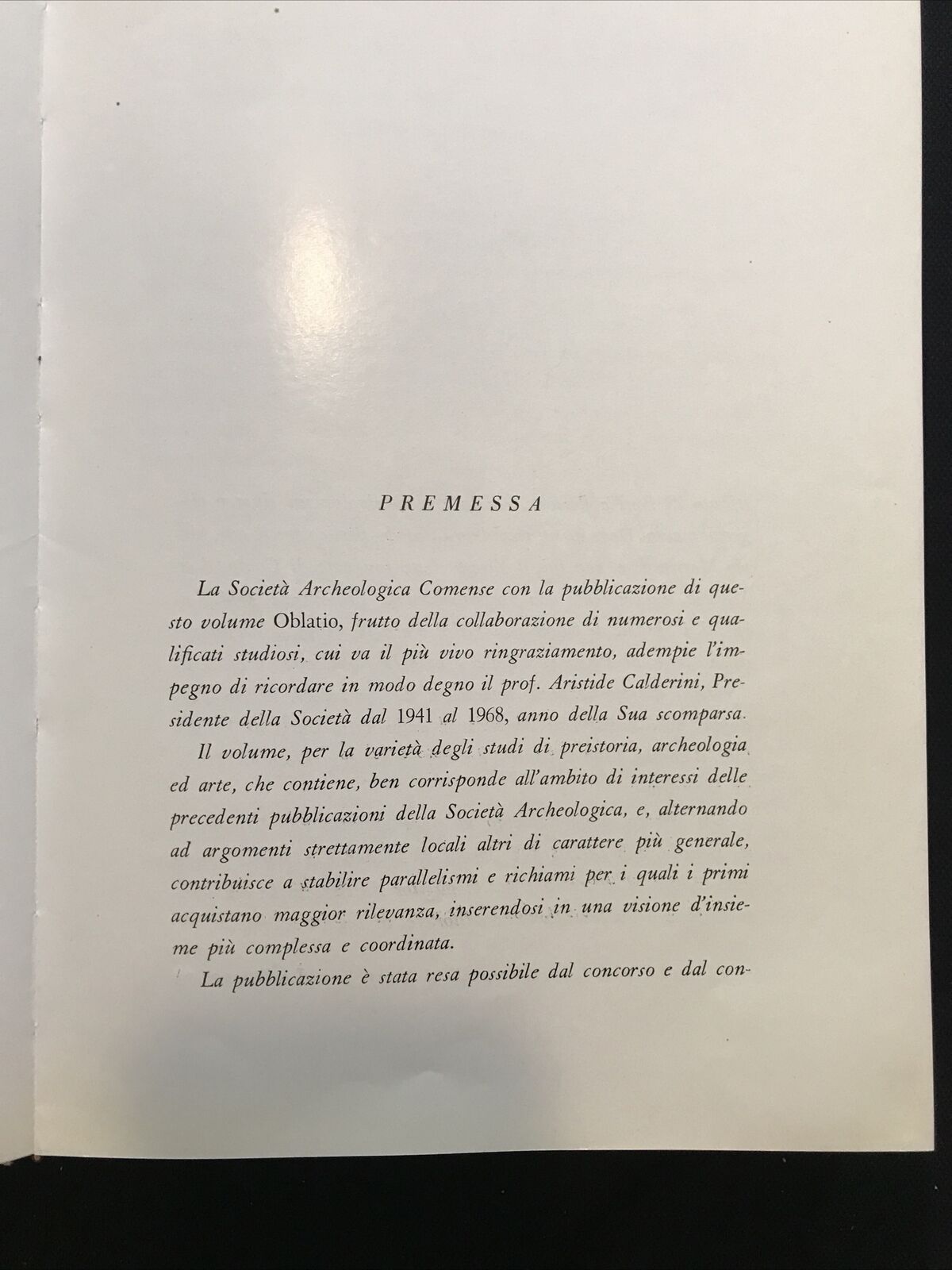 OBLATIO, società archeologica Comense, Aristide Calderini 1971
