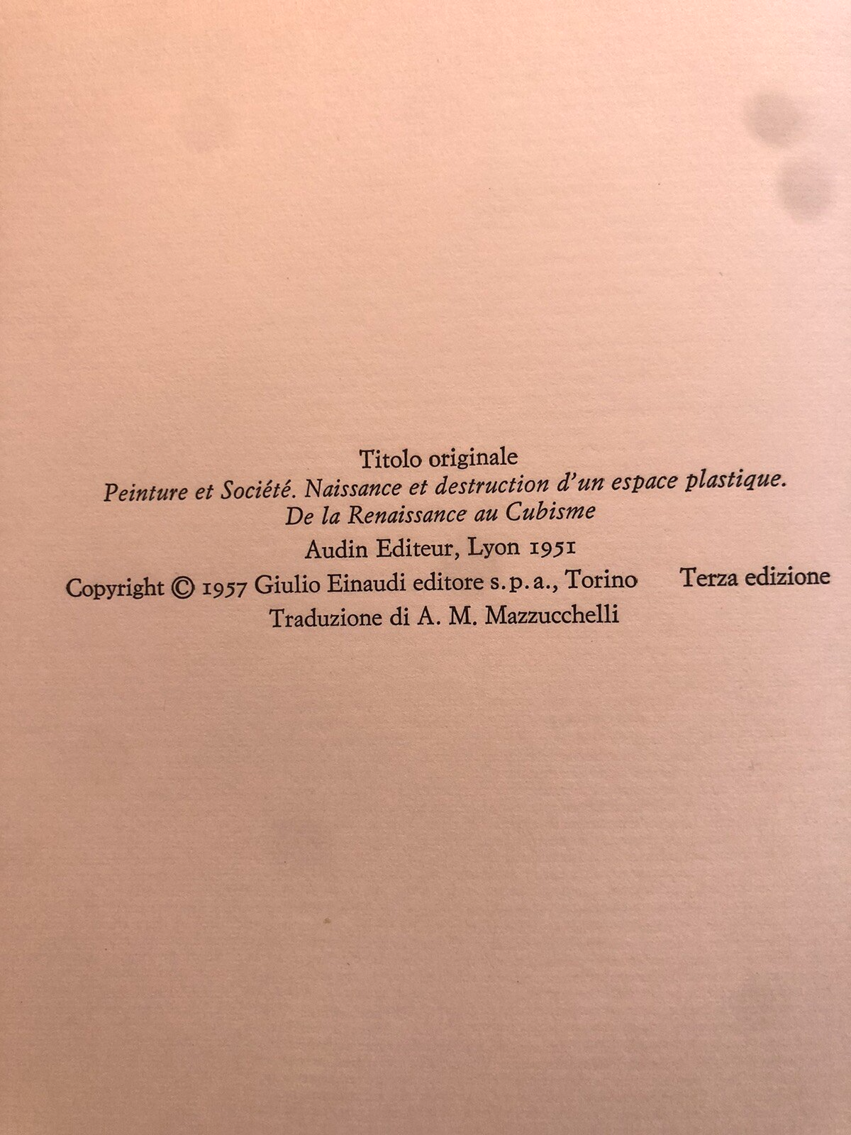 Lo spazio figurativo dal rinascimento al cubismo Pierre Francastel, Einaudi 1957