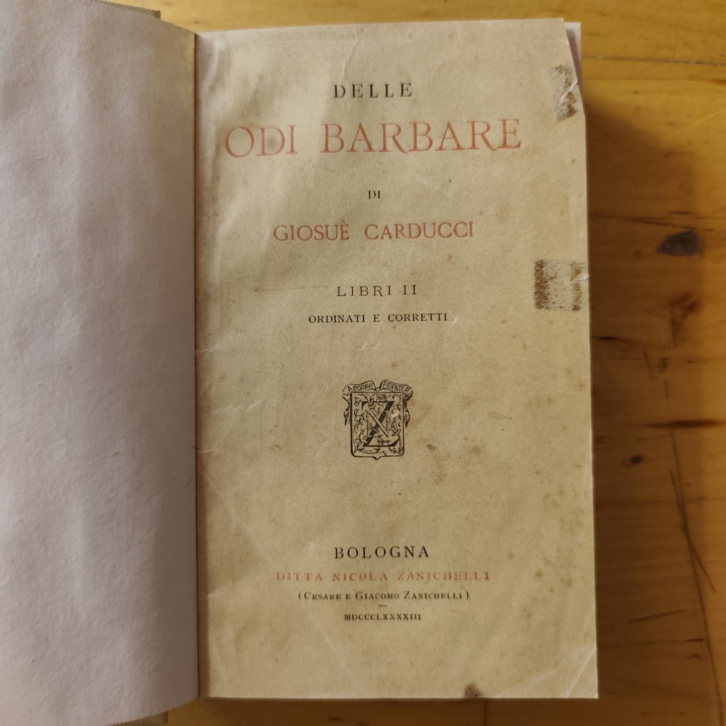 Odi barbare - Giosuè Carducci 1893 Zanichelli