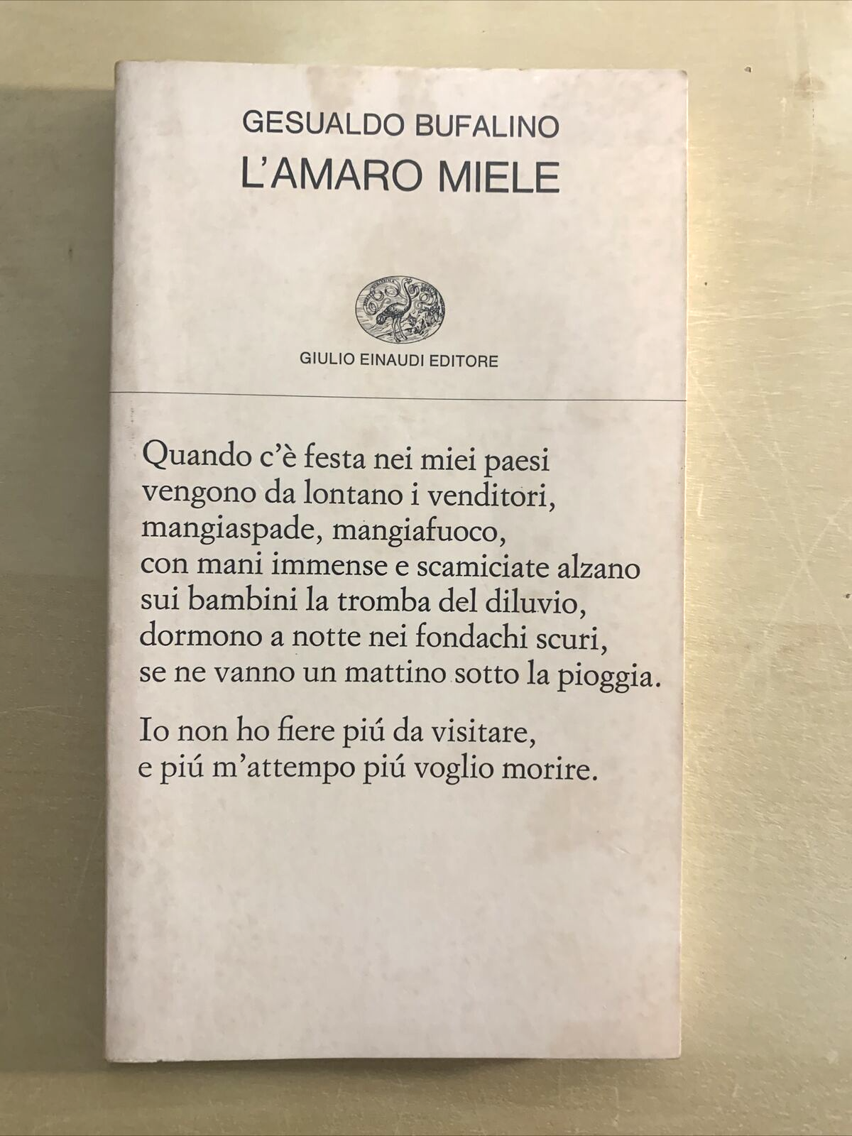 GESUALDO BUFALINO - L'AMARO MIELE, EINAUDI 1982 #
