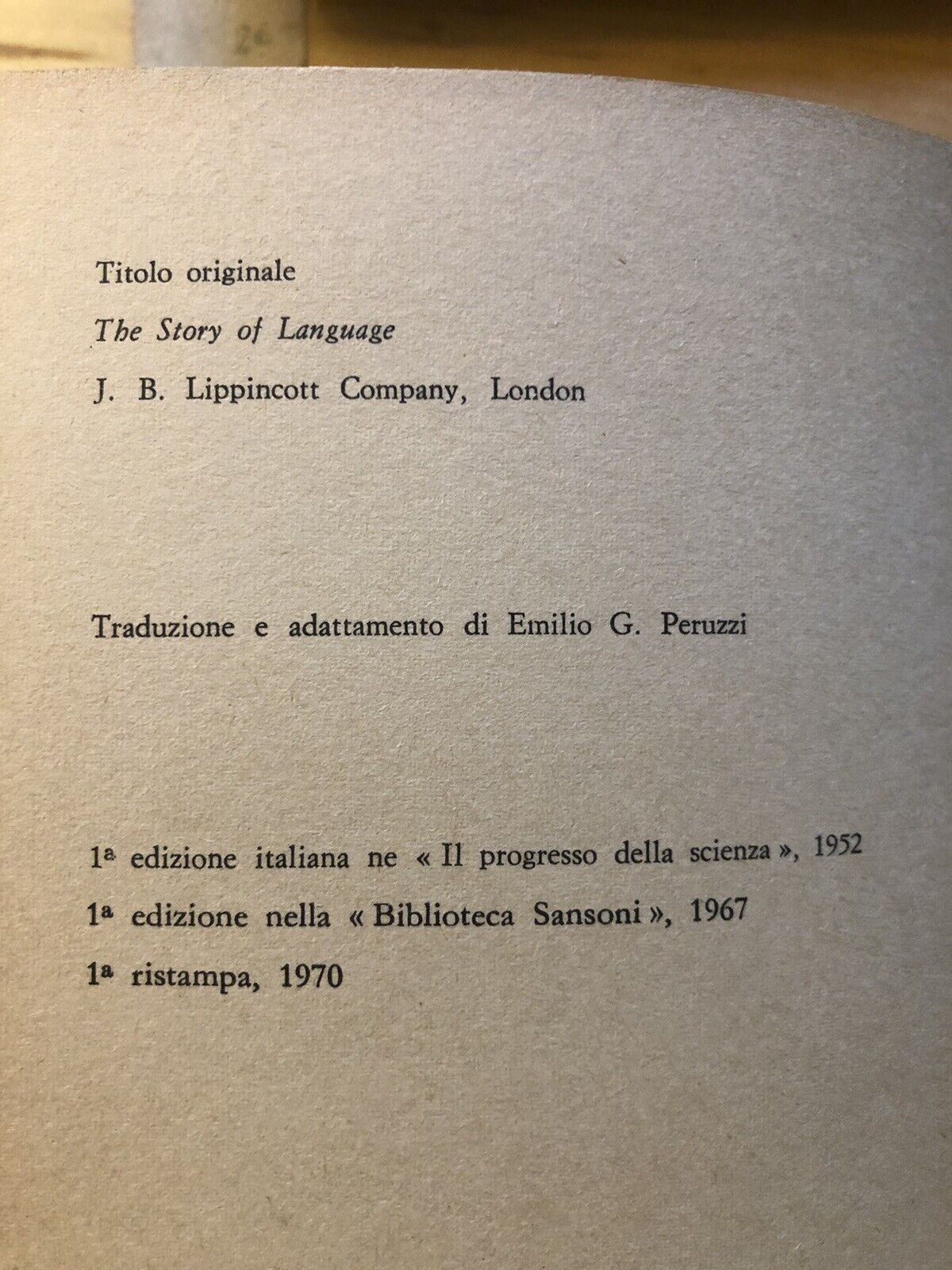 La storia del linguaggio - Mario A. Pei. Biblioteca Sansoni 1970