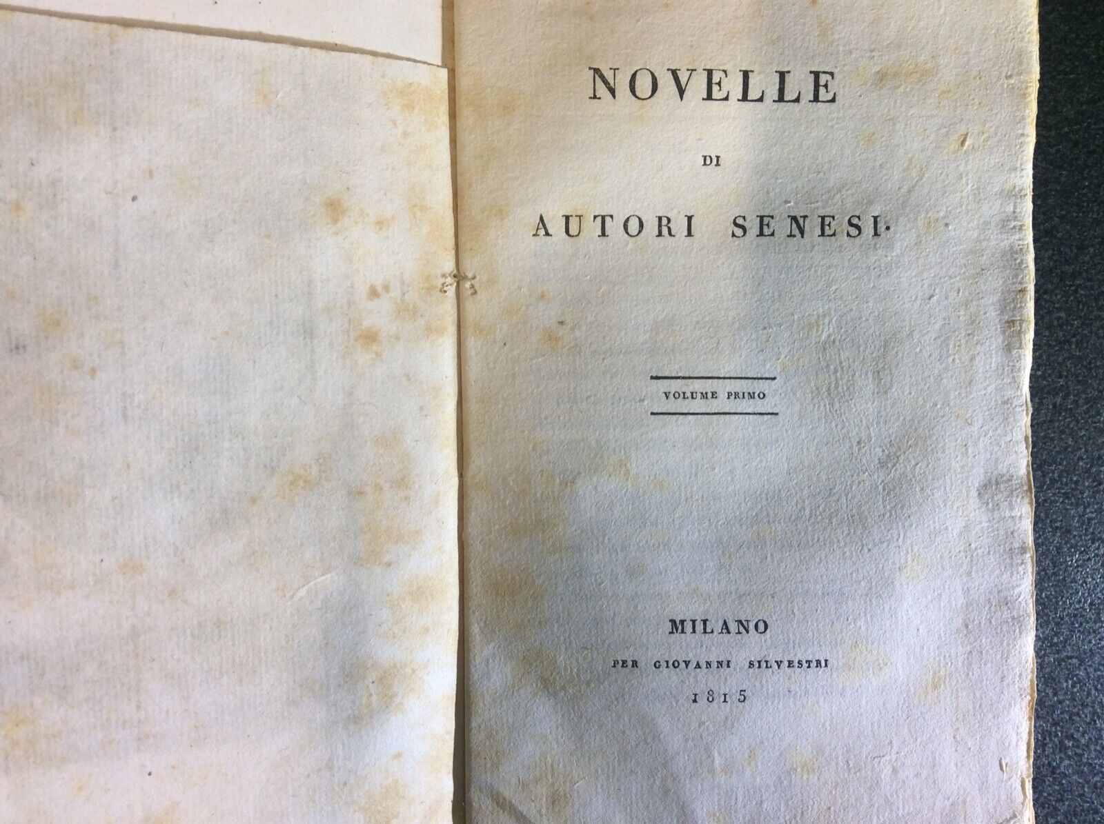 Raccolta de' novellieri Italiani, Novelle autori senesi FORTINI, SERMINI, 1815