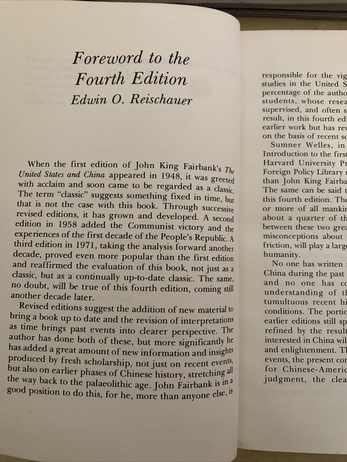JOHN KING FAIRBANK. The United States & China fourth edition 1982 #