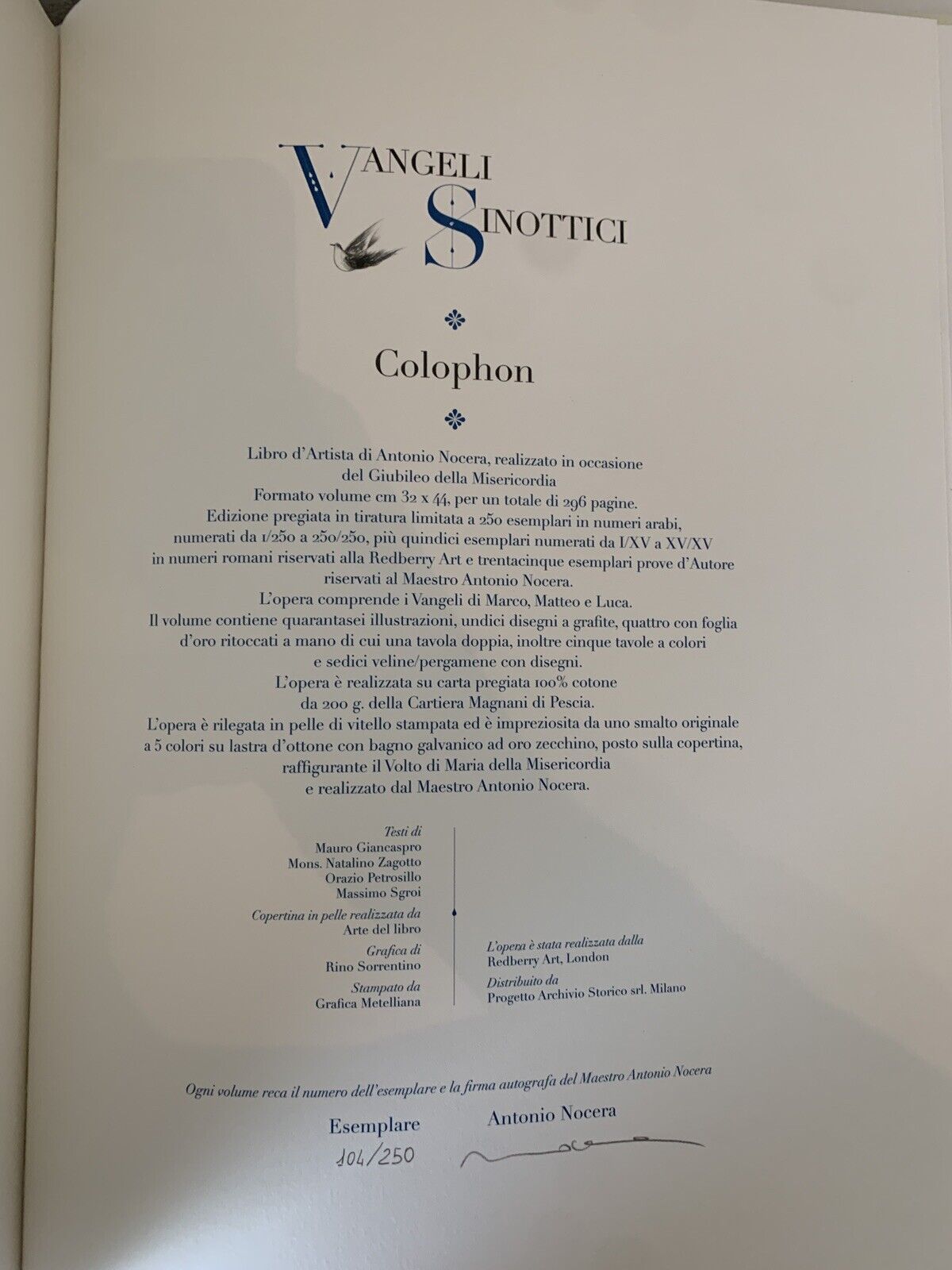 Vangeli Sinottici, Antonio Nocera FAS. fondazione archivio storico