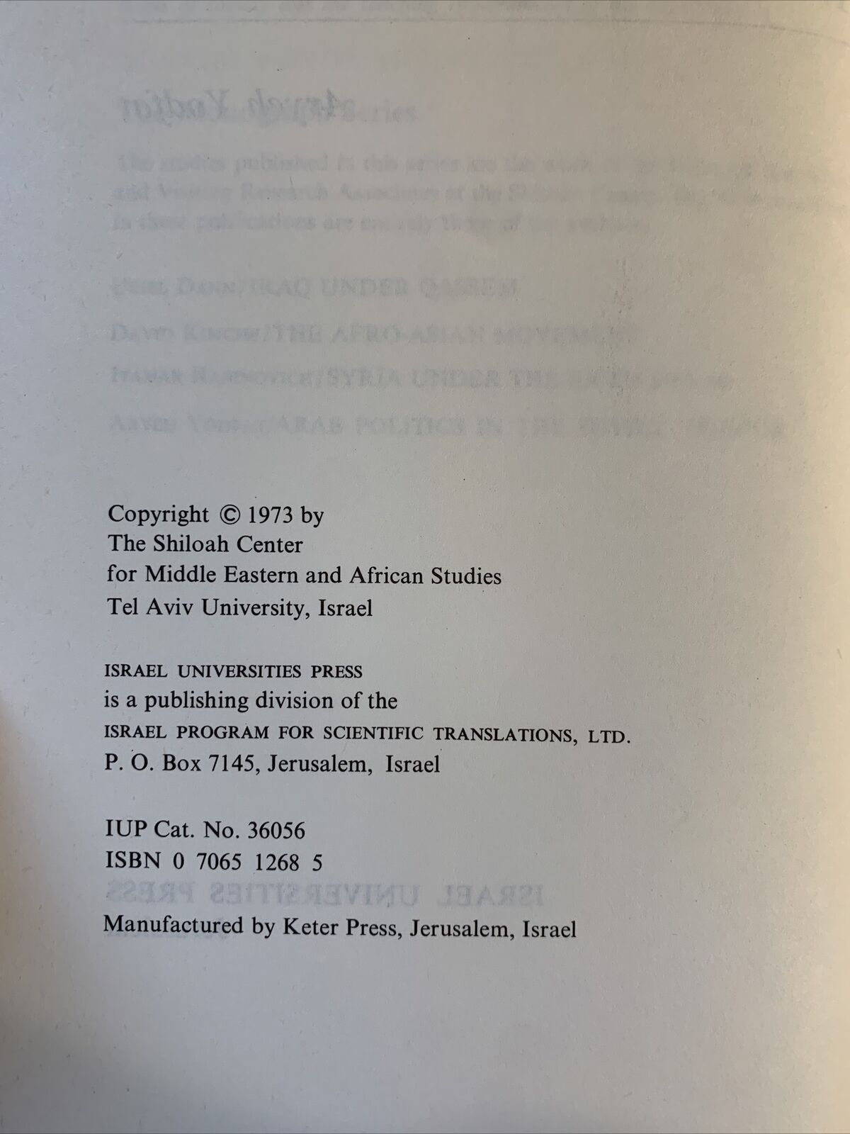 ARAB POLITICS IN THE SOVIET MIRROR Aryeh Yodfat, 1973