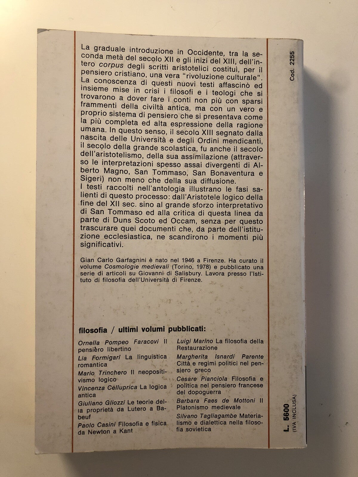 Aristotelismo e scolastica. Gian Carlo Garfagnini, Filosofia Loescher 1979