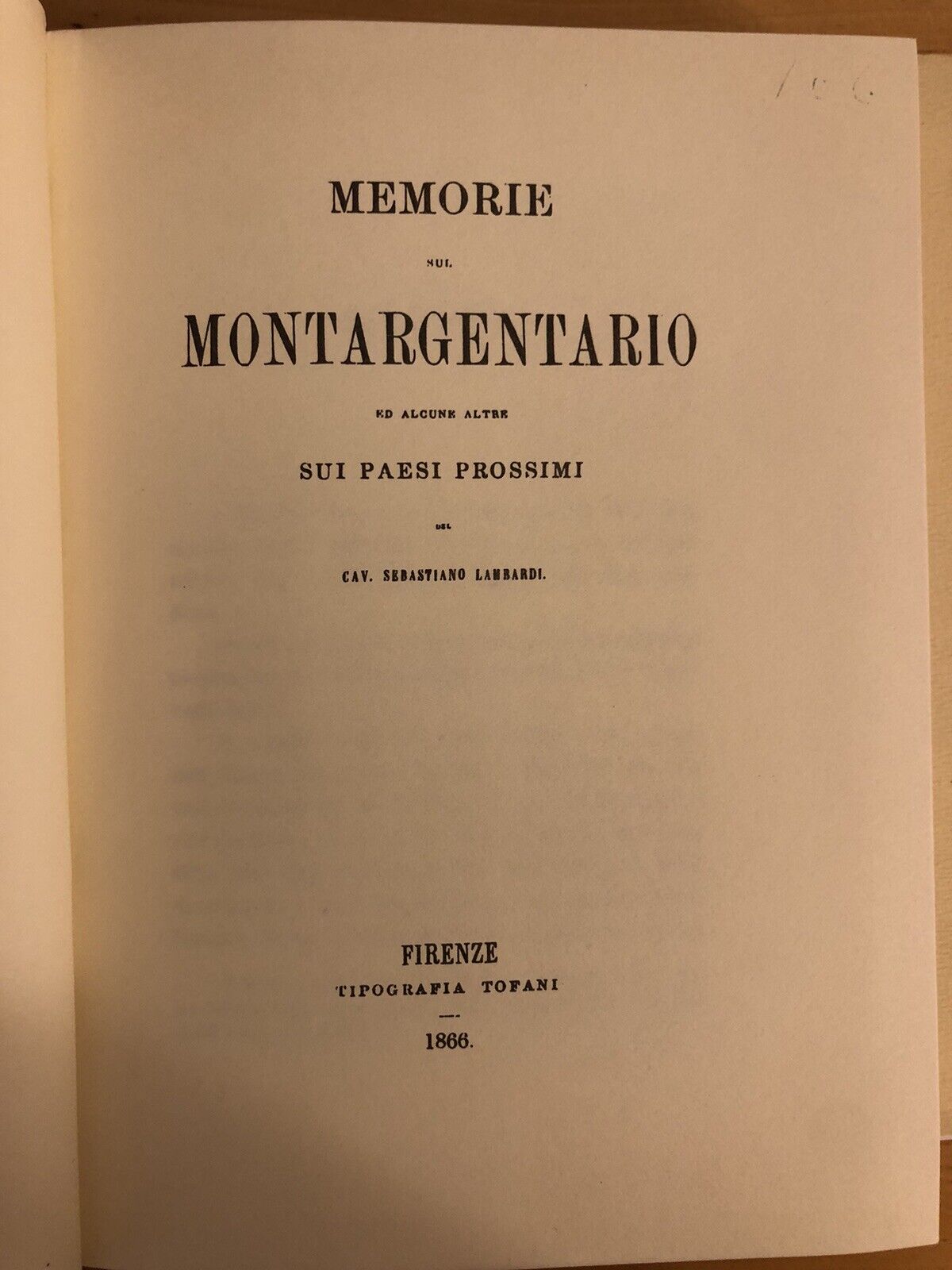 MEMORIE SUL MONTARGENTARIO E SUI PAESI PROSSIMI - SEBASTIANO LAMBARDI, FORNI