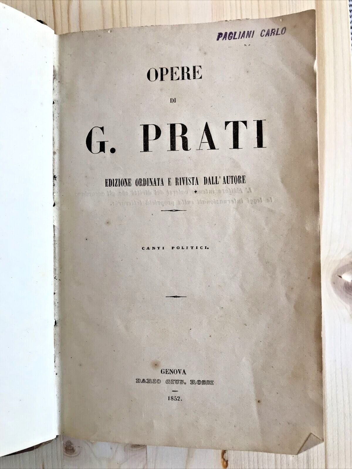 OPERE DI G. PRATI, 1852