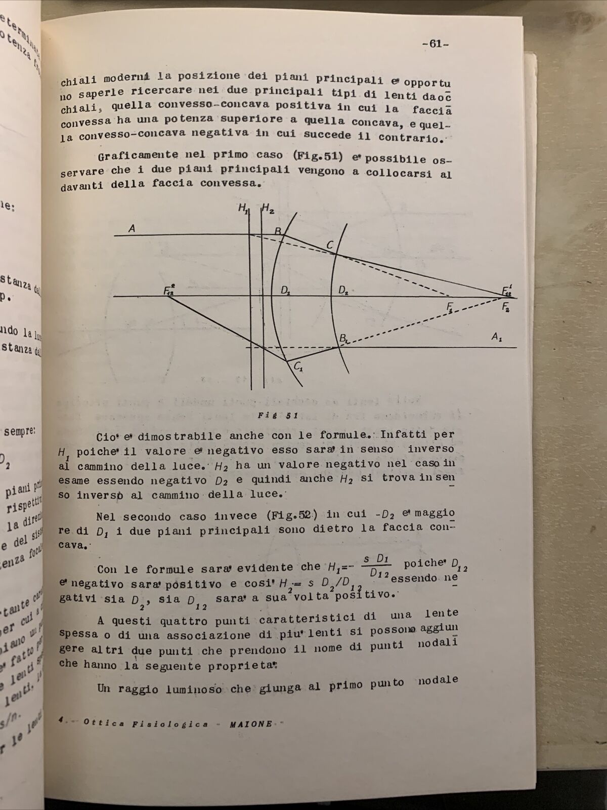 MANUALE DI OTTICA FISIOLOGICA per oculisti e ottici - Mario Maione, 2 voll. 1957