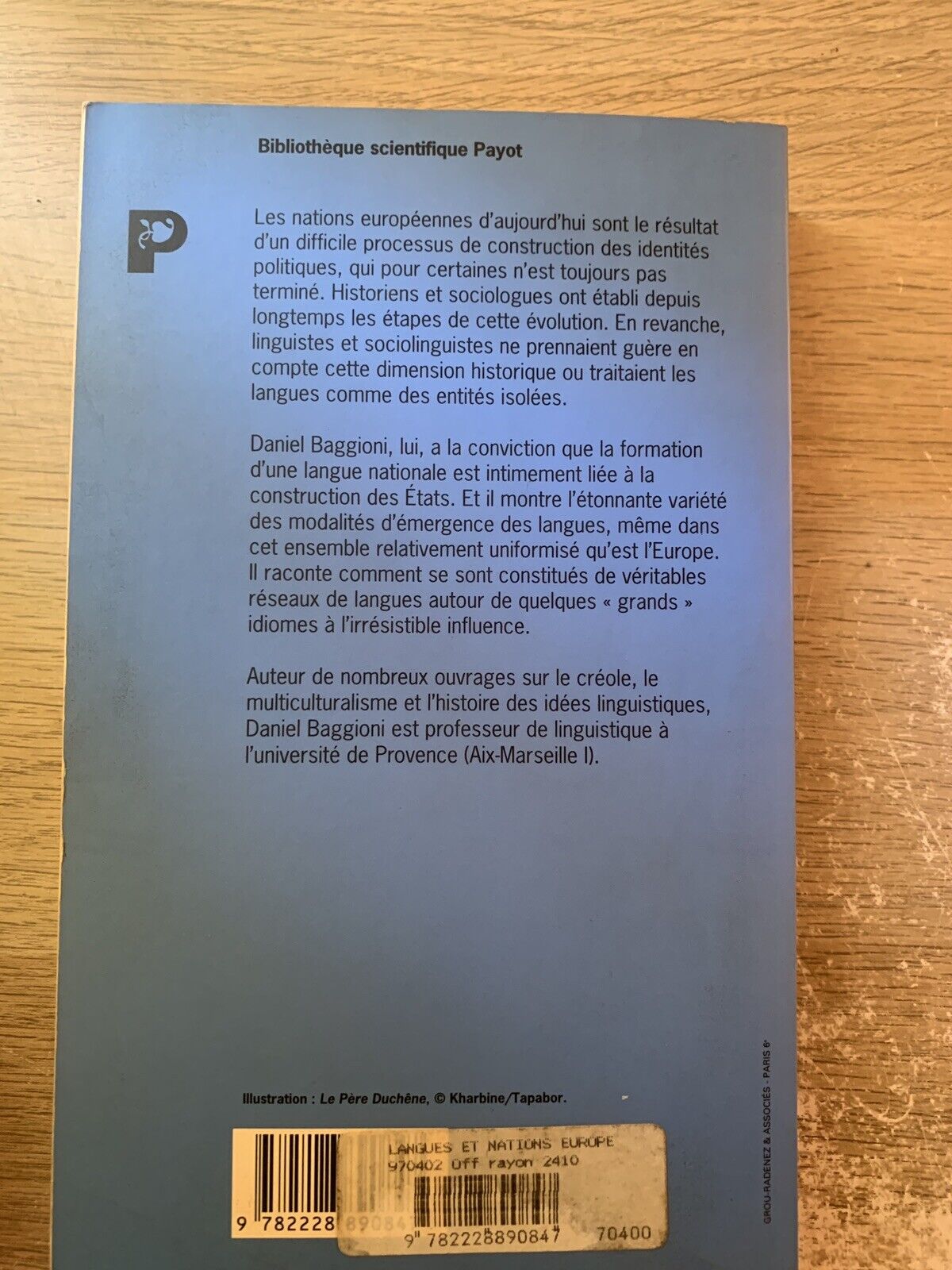 LANGUES ET NATIONS EN EUROPE Daniel Baggioni. Payot 1997