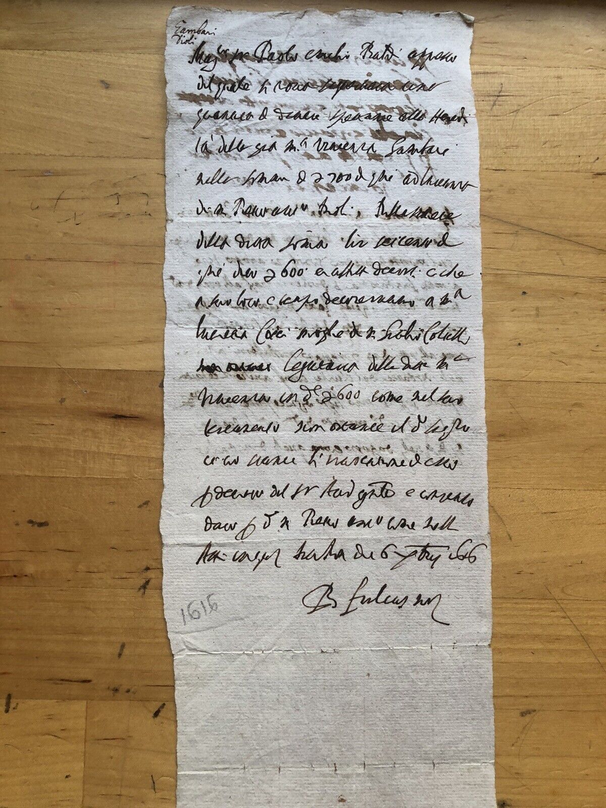 Antico manoscritto 1617