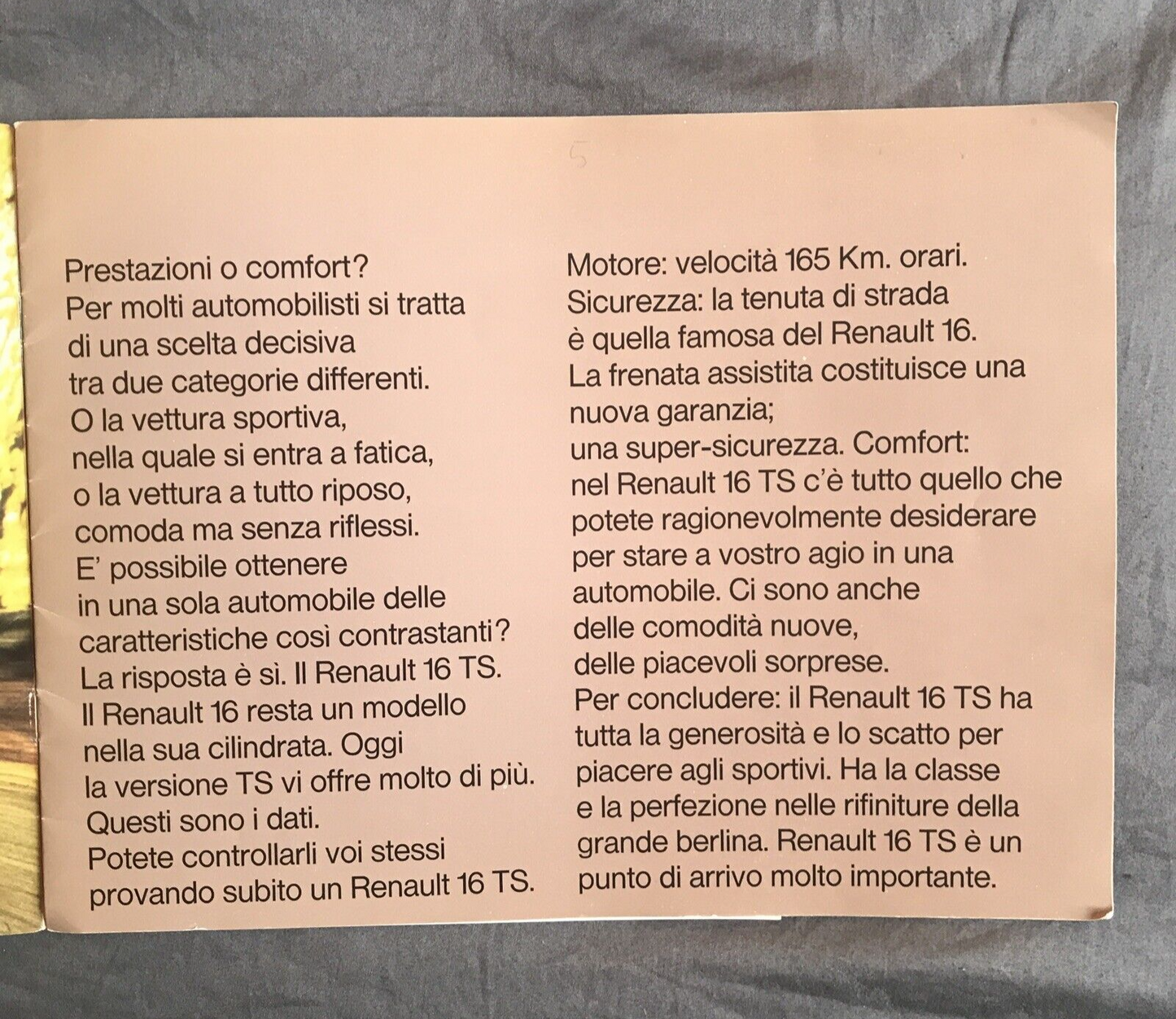 RENAULT 16TS - opuscolo pubblicitario Brochure vintage