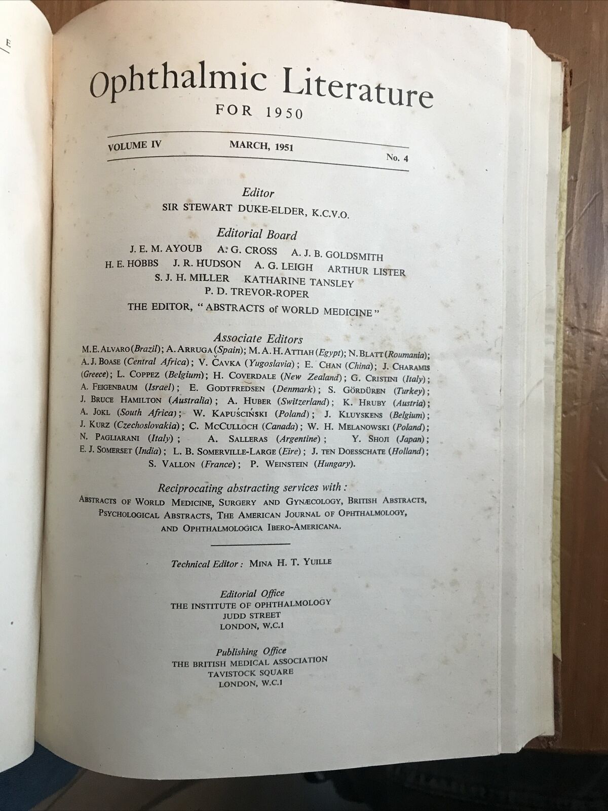 OPHTHALMIC LITERATURE - OFTALMOLOGIA 1950 Stewart Duke Elder voll. 4 pt. 1-2-3-4