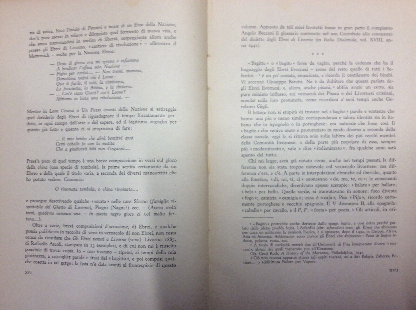 EBREI DI LIVORNO TRADIZIONI E GERGO GUIDO BEDARIDA LE MONNIER 1956 ebraismo