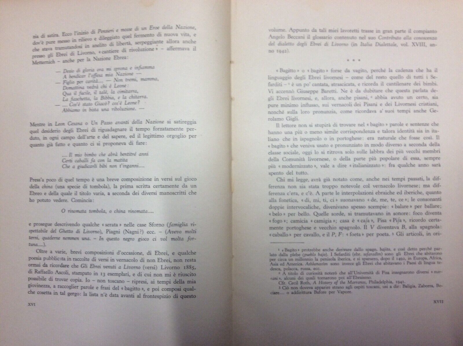 EBREI DI LIVORNO TRADIZIONI E GERGO GUIDO BEDARIDA LE MONNIER 1956 ebraismo