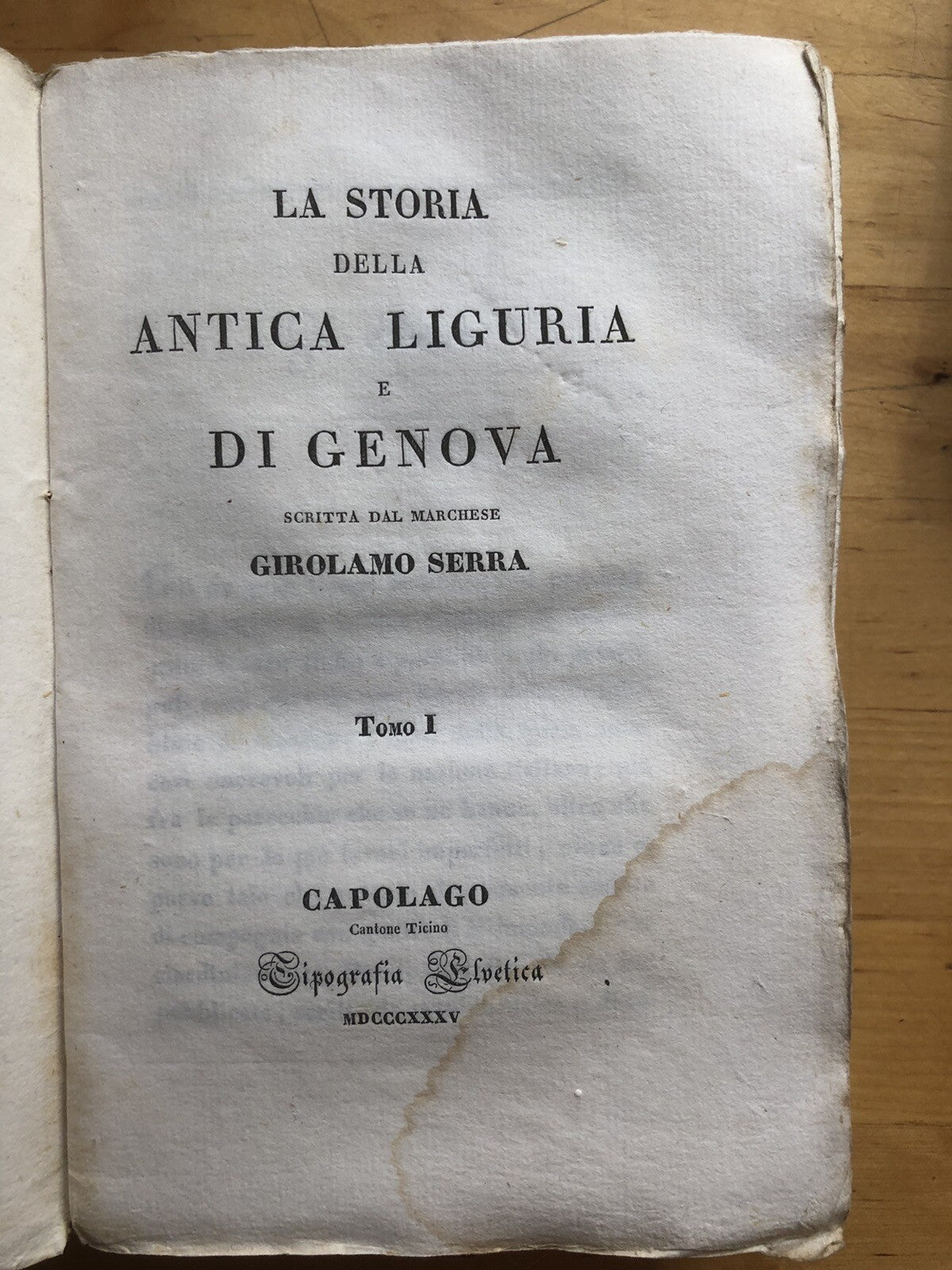 La storia della antica Liguria e di Genova, Girolamo Serra 1835 3 voll. Elvetica