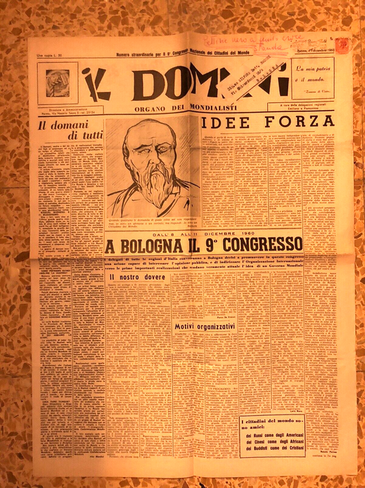 IL DOMANI GIORNALE 1 DICEMBRE 1960
