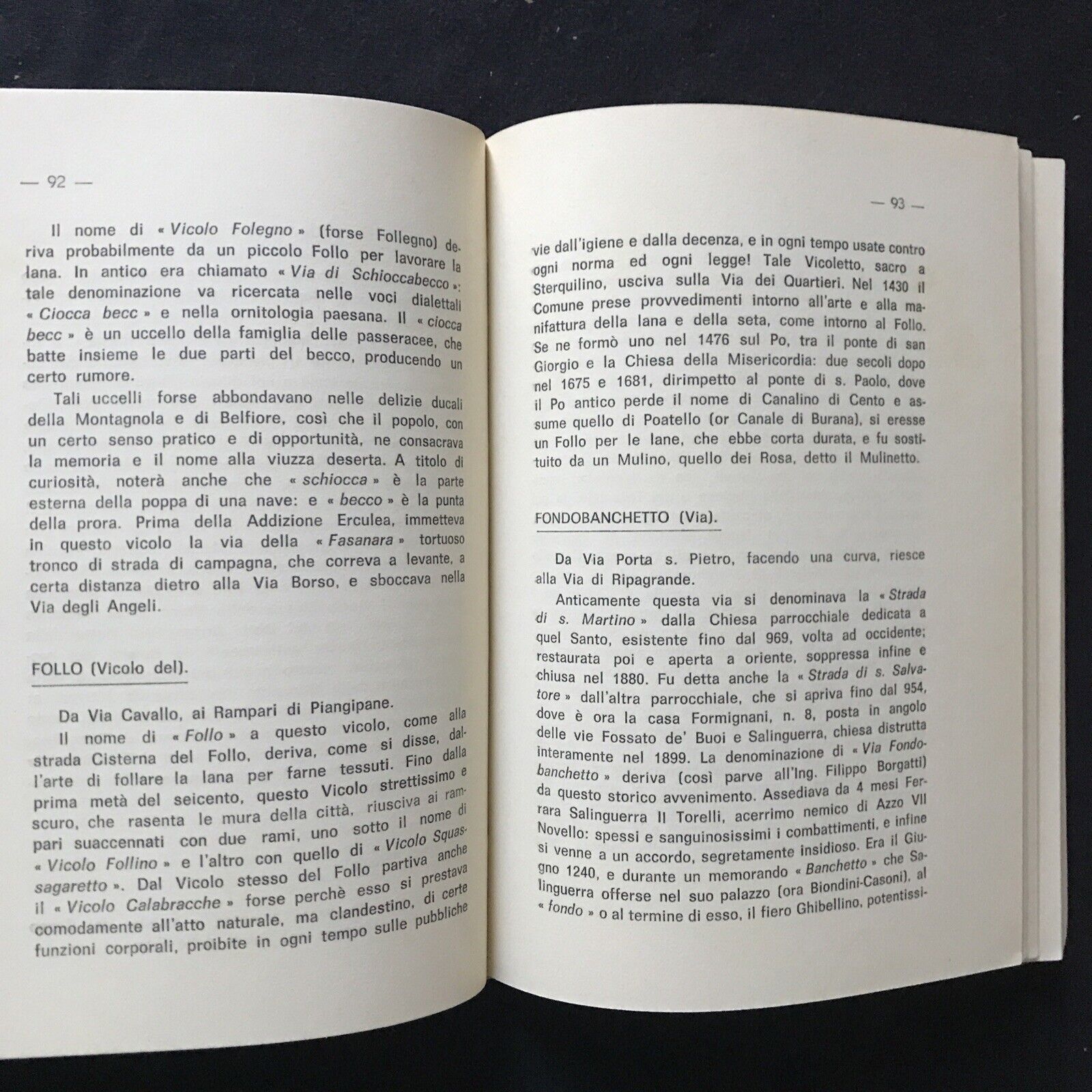 FERRARA - Nomenclatura ed etimologia delle piazze strade Ferrara, G. Melchiorri