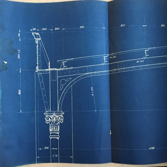 FERROVIE DELLO STATO - architettura / planimetria centina di testa su colonna