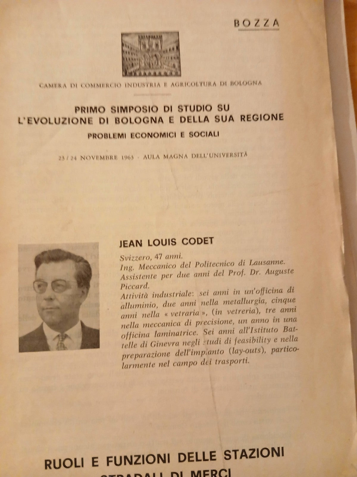 Primo simposio di studio su l'evoluzione di Bologna e della sua regione 1963
