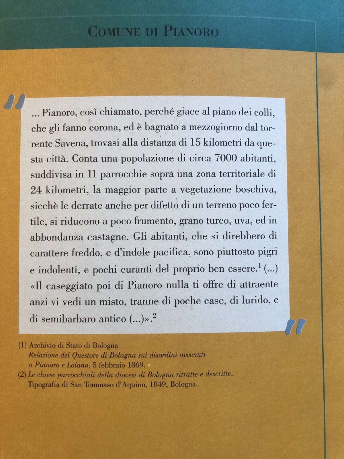 Comune di Pianoro storia di un comune dell'Appennino bolognese nella seconda met