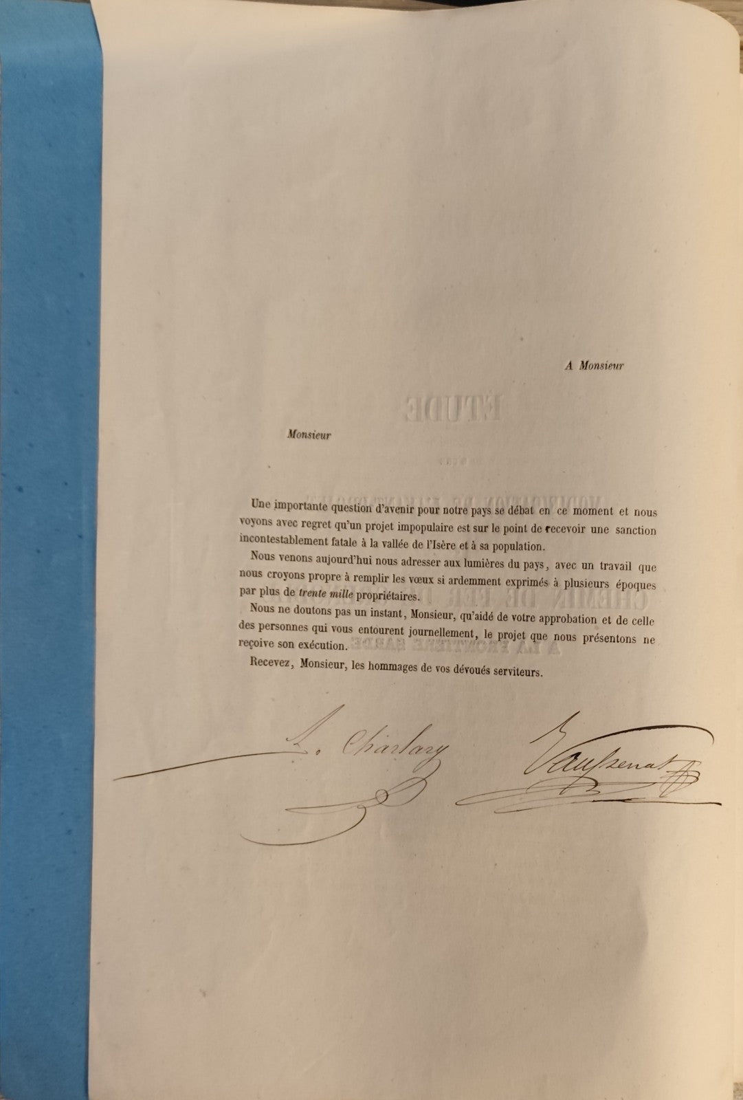 Assainissement de La Vallee du Graisivaudan - L' Endiguement chemin de fer 1853