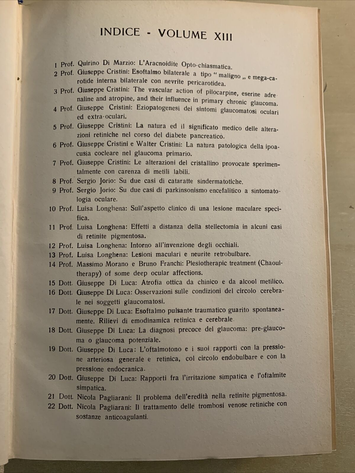 SAGGI DI OFTALMOLOGIA XIII 1949-50 oftalmologia - oculistica
