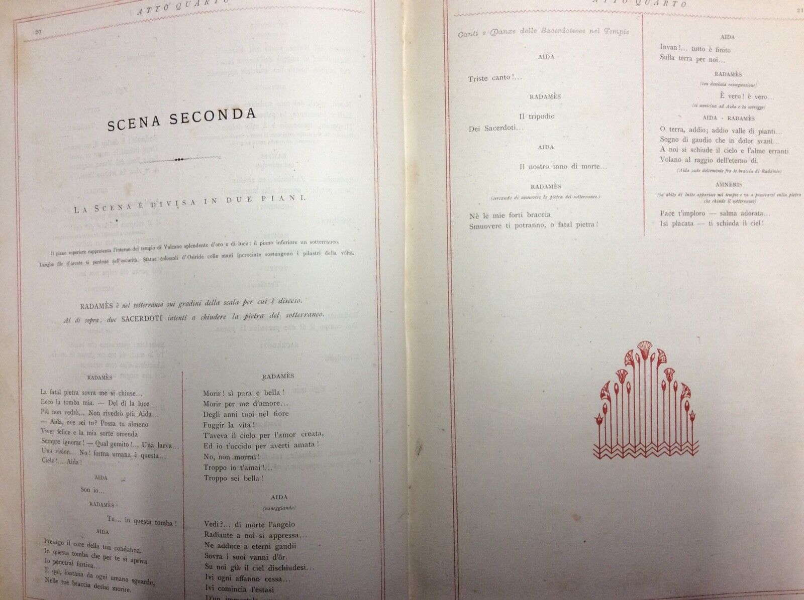 AIDA - A. GHISLANZONI. musica di G. VERDI. Edizioni Ricordi.