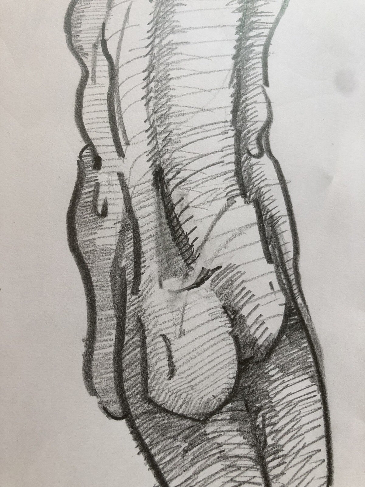 Disegno matita studio maschile, astratto Schizzo bozzetto a mano 30x21cm