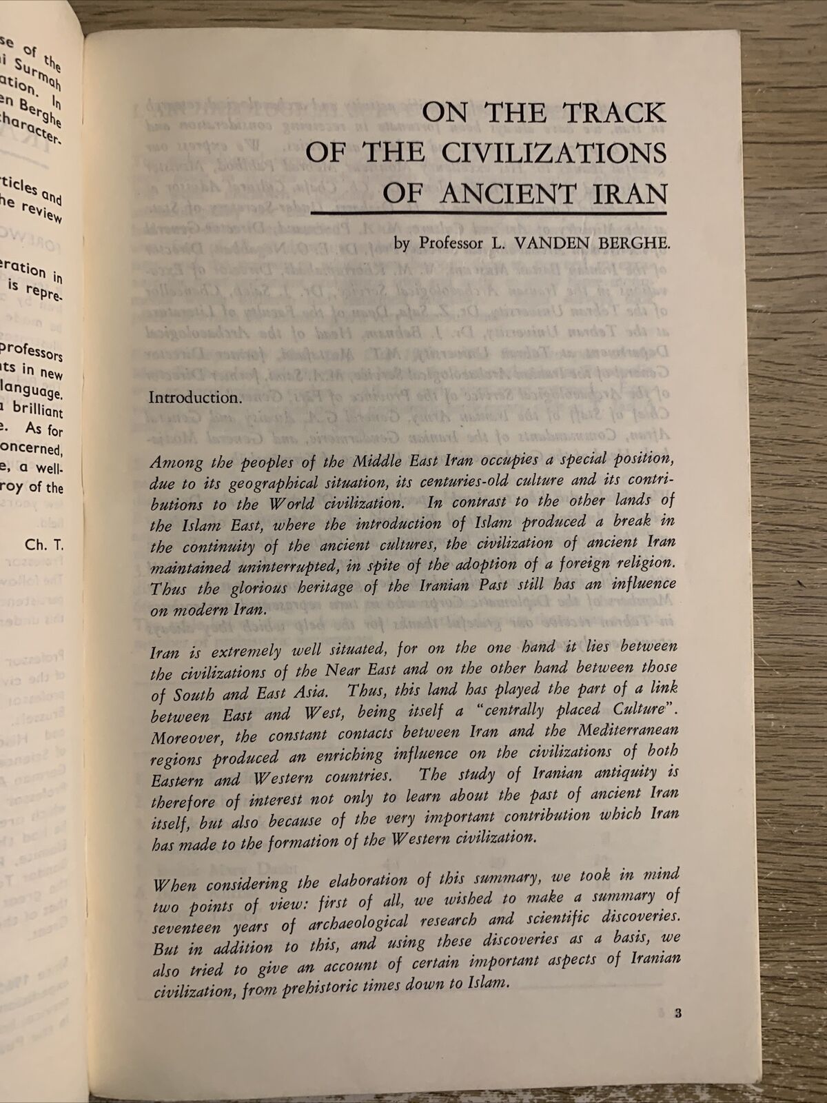 MEMO FROM BELGIUM on the track of ancient civilizations ancient Iran. V. Berghe
