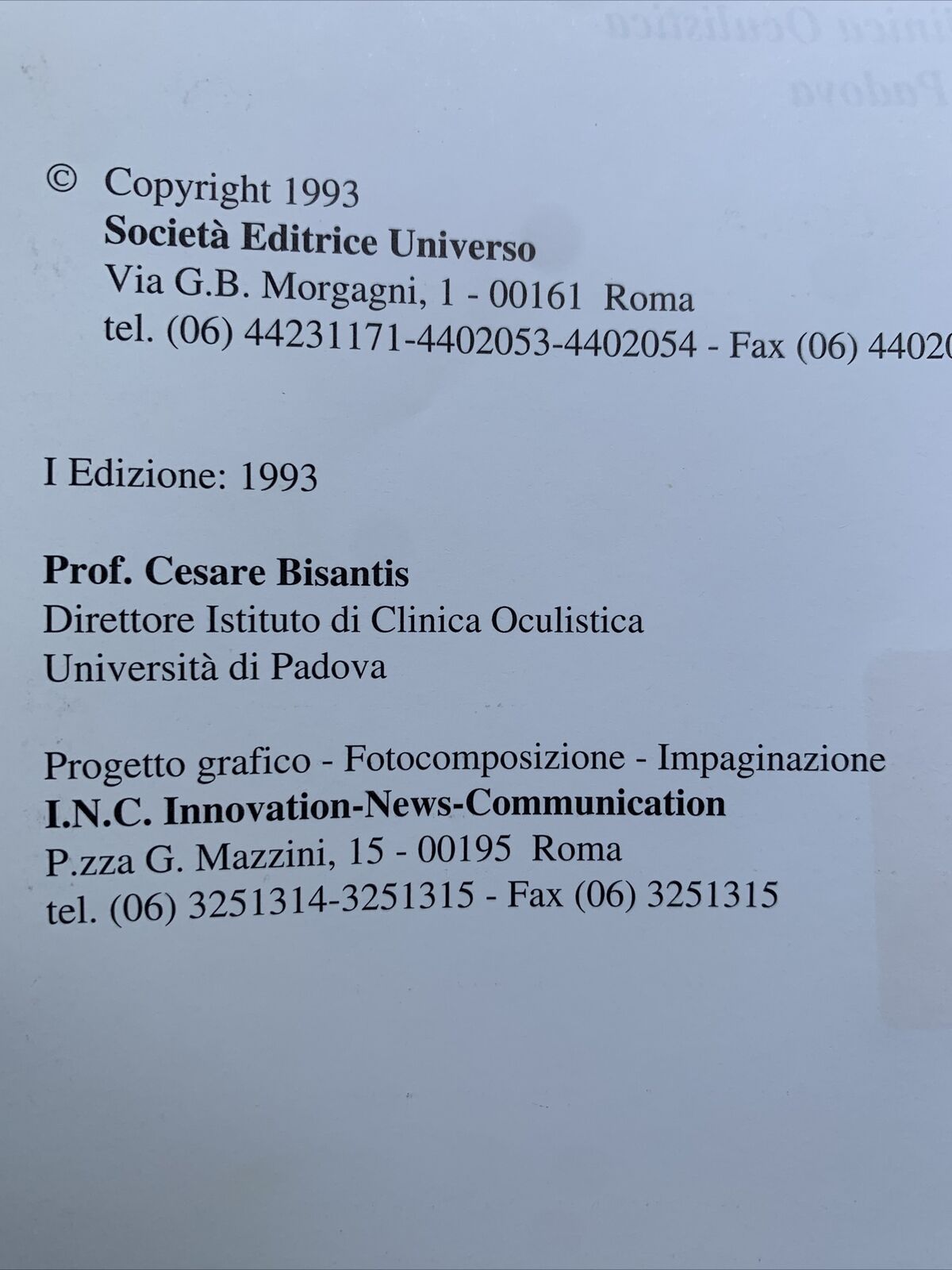 OTTICA FISIOPATOLOGICA E CLINICA - CESARE BISANTIS. Società editrice Universo #