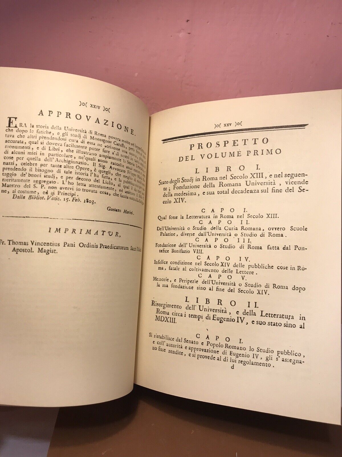 Storia Dell’ Università Di Roma, F.M. Renazzi, Forni Editore Bologna, 2 Volumi
