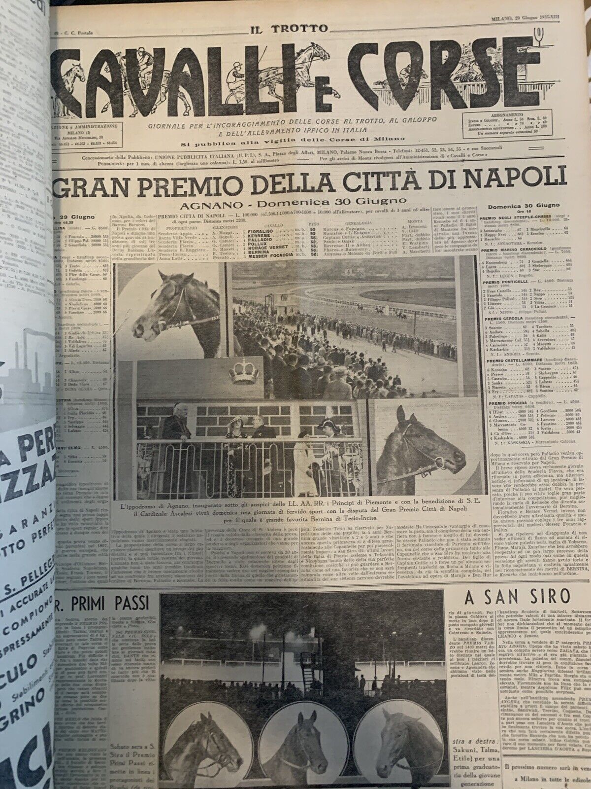 Cavalli e corse  rivista anno 1935, annata completa rilegata a libro