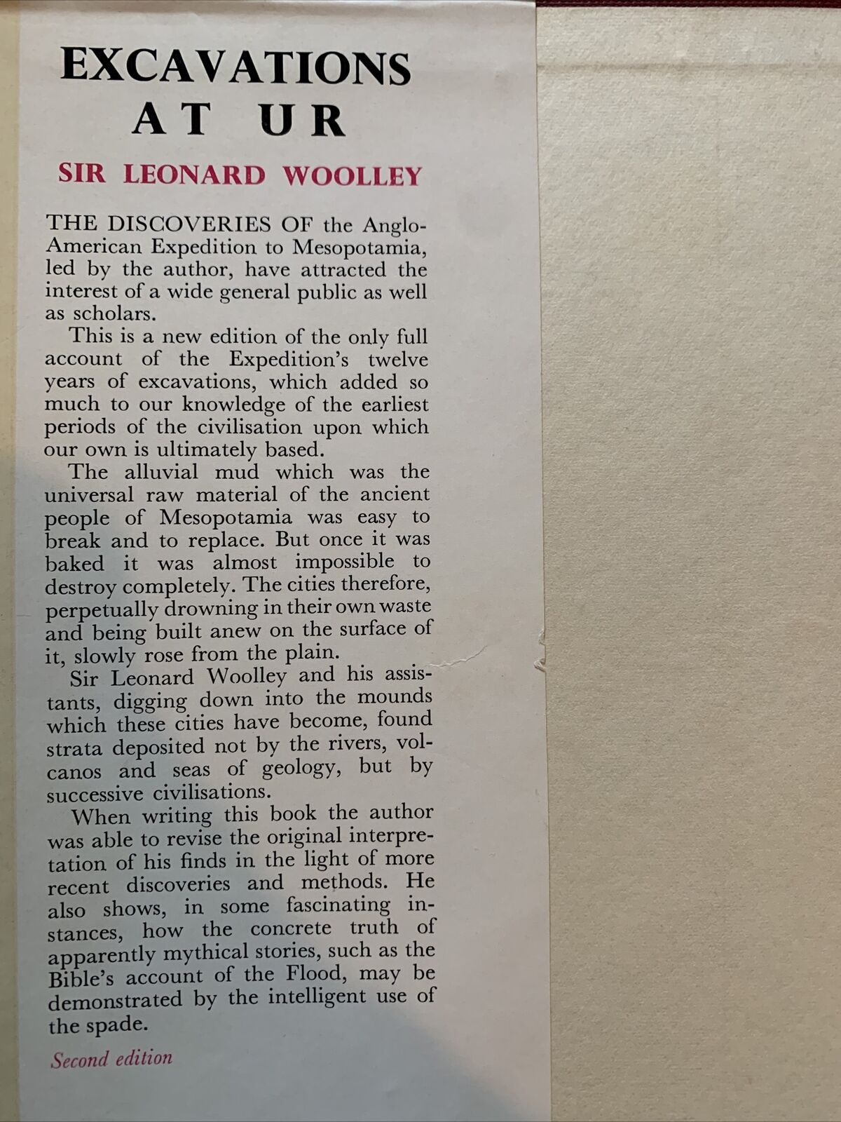 EXCAVATIONS AT UR - SIR LEONARDO WOOLEY. ERNEST BENN 1963