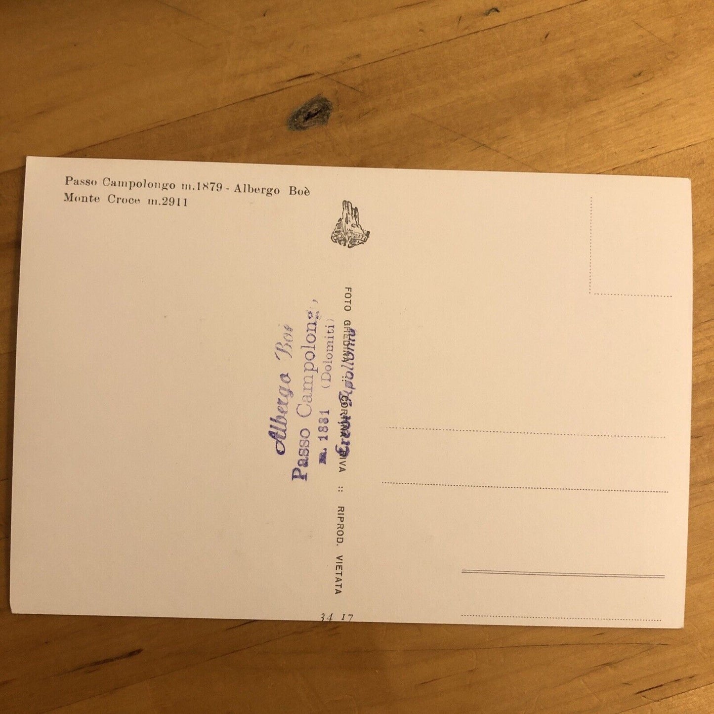 Cartolina PASSO CAMPOLONGO - ALBERGO BOè - MONTE CROCE non viaggiata
