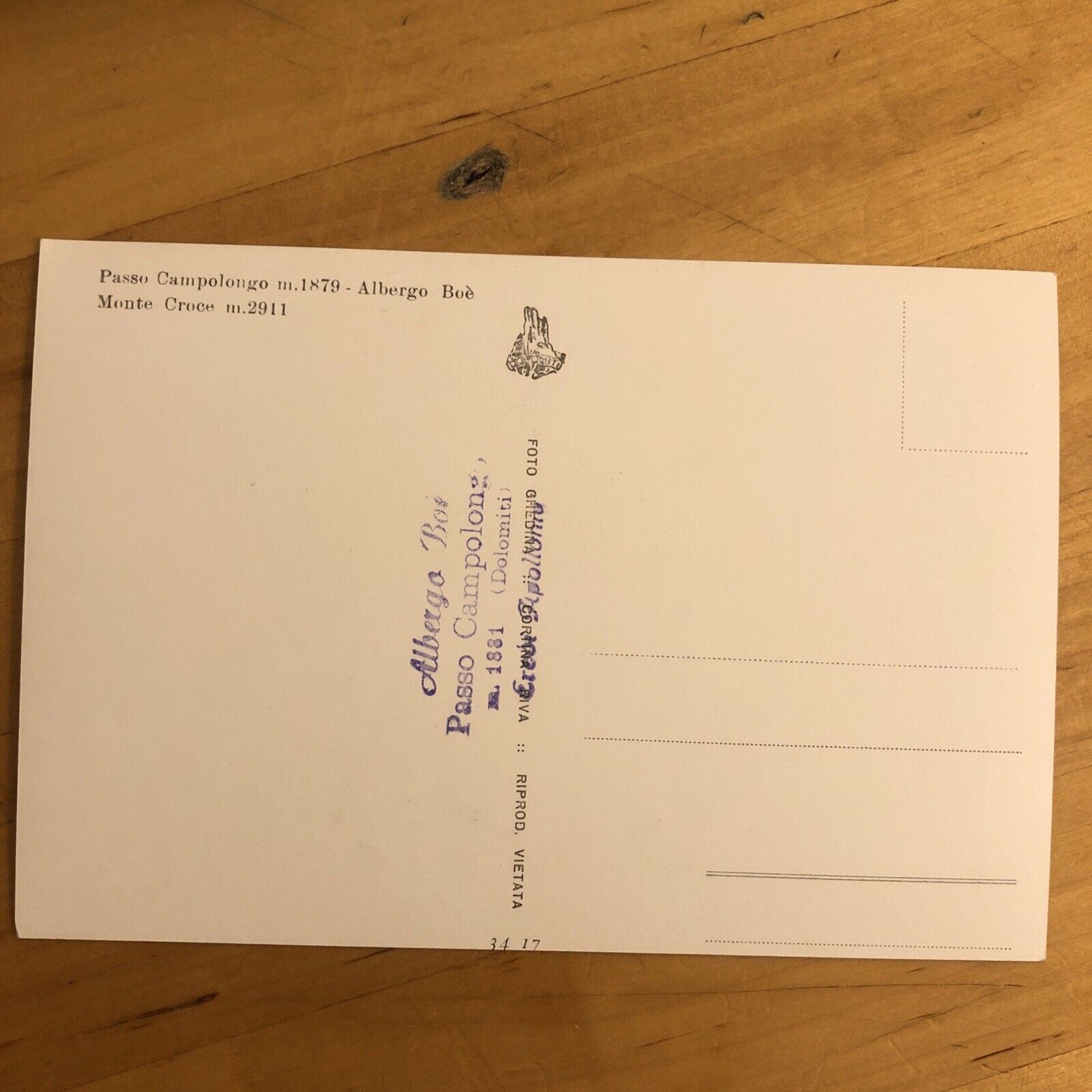 Cartolina PASSO CAMPOLONGO - ALBERGO BOè - MONTE CROCE non viaggiata