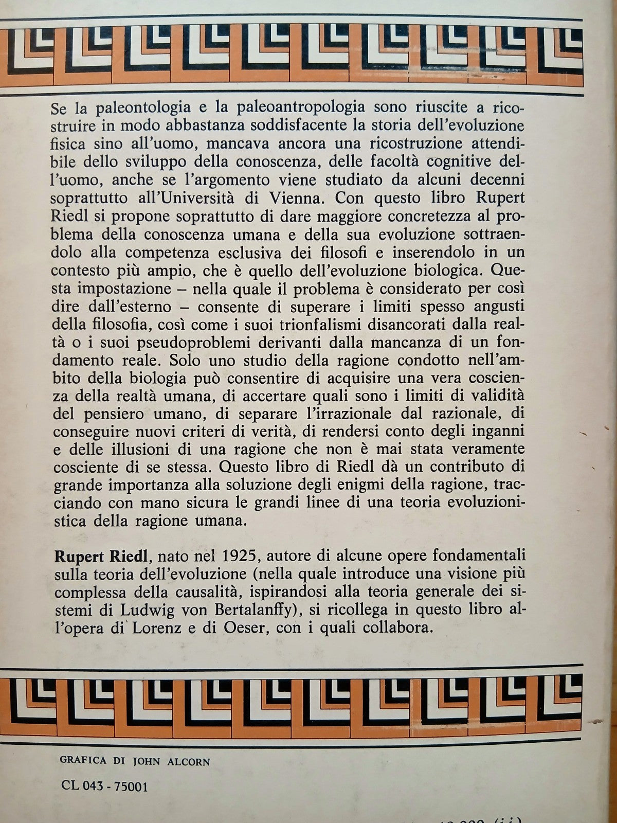 Biologia della conoscenza. Rupert Riedl. I fondamenti evoluzionistici, Longanesi