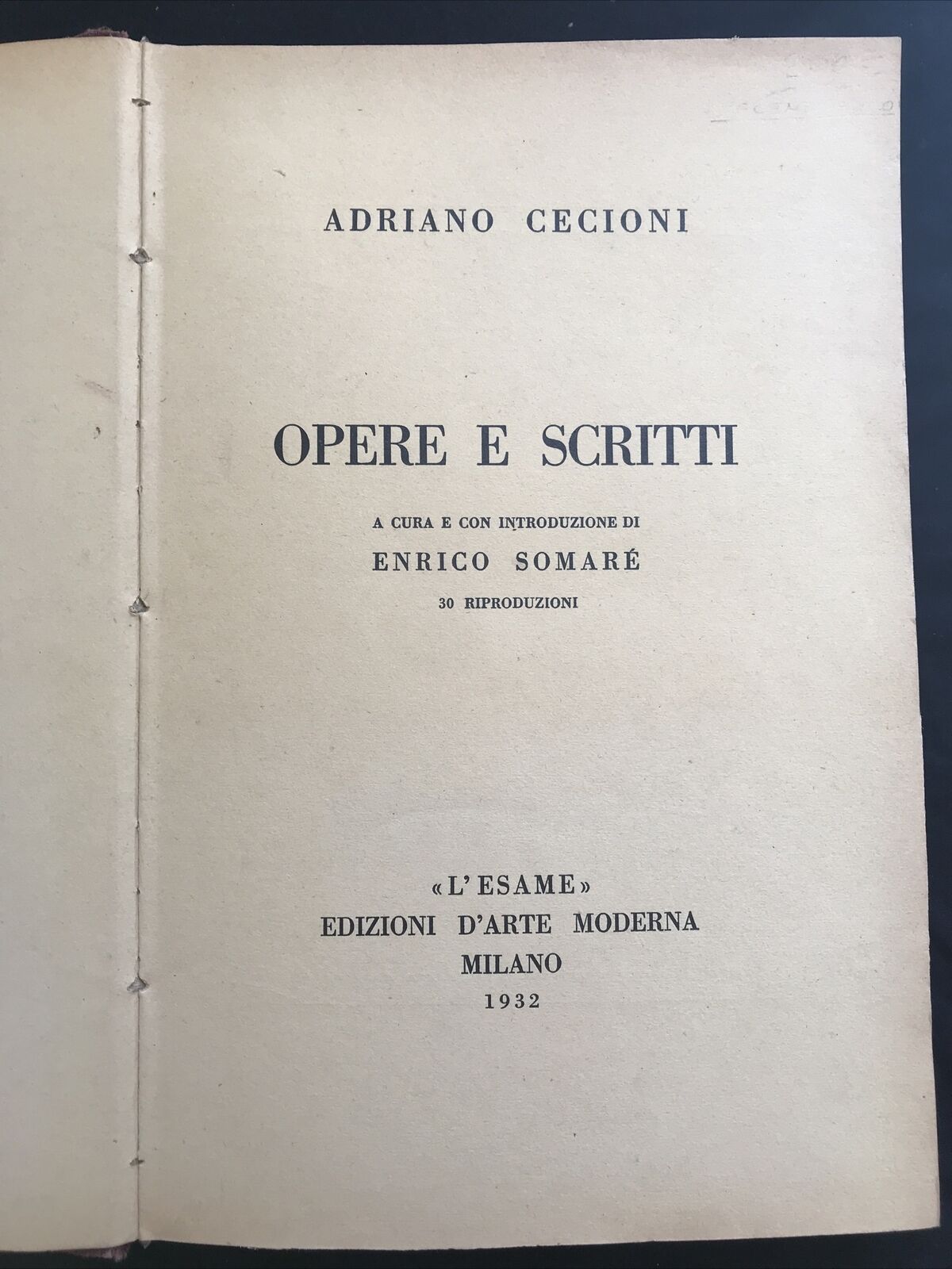ADRIANO CECIONI opere e scritti 1932, Enrico Somaré, edizioni d'arte moderna 