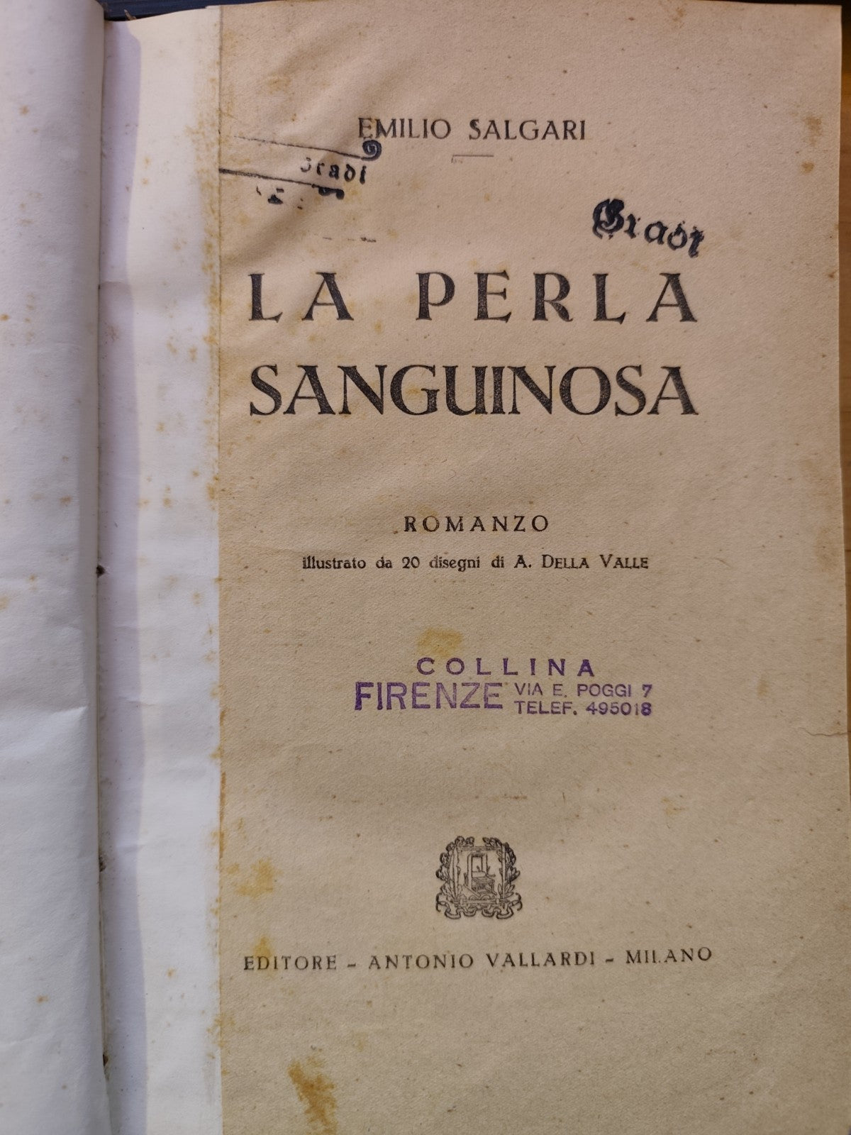 La perla sanguinosa - Emilio Salgari, Vallardi 1943